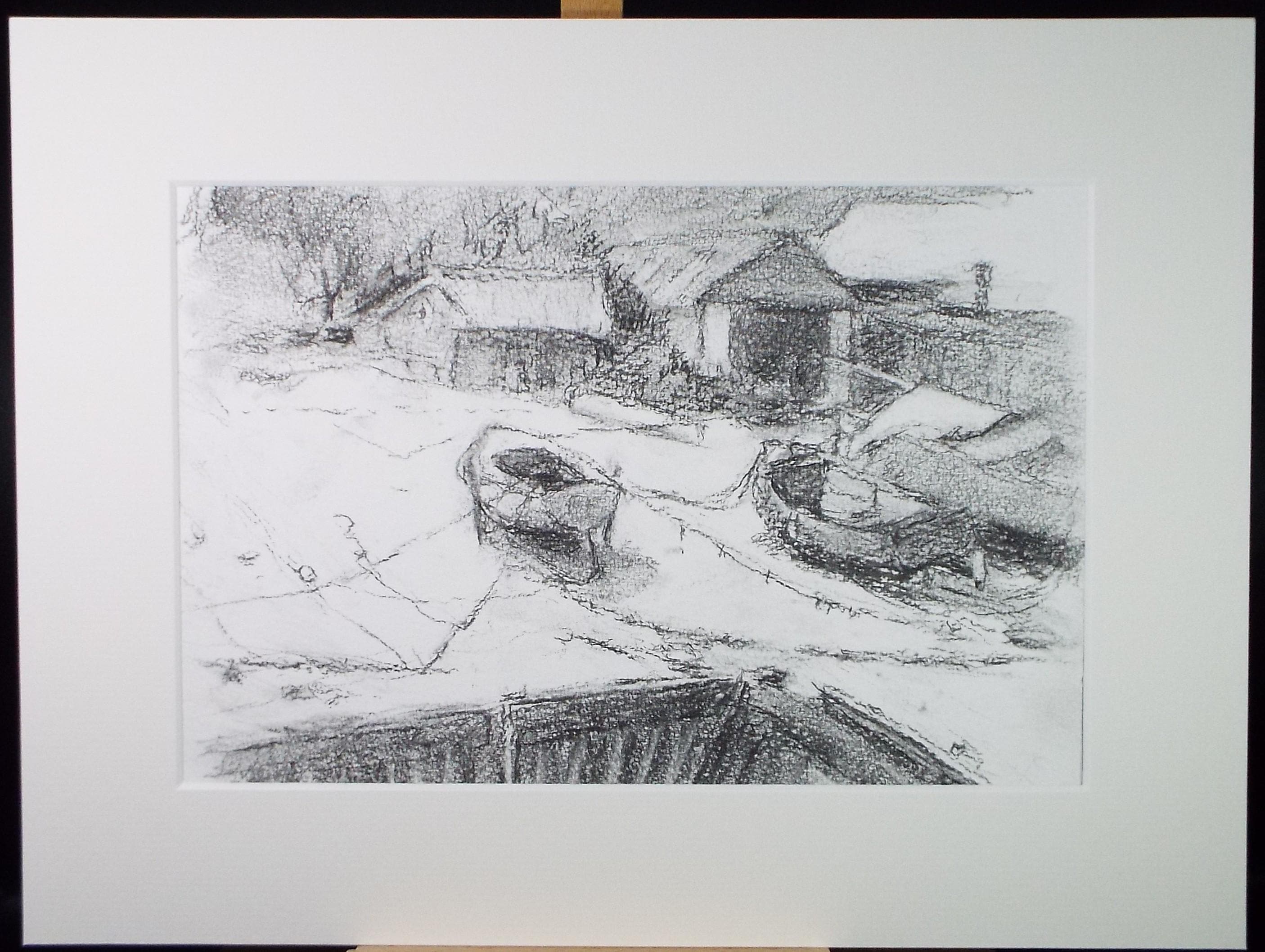 Conte Drawings, 'fishing boat' Drawing by Pauline Plummer, 1990s