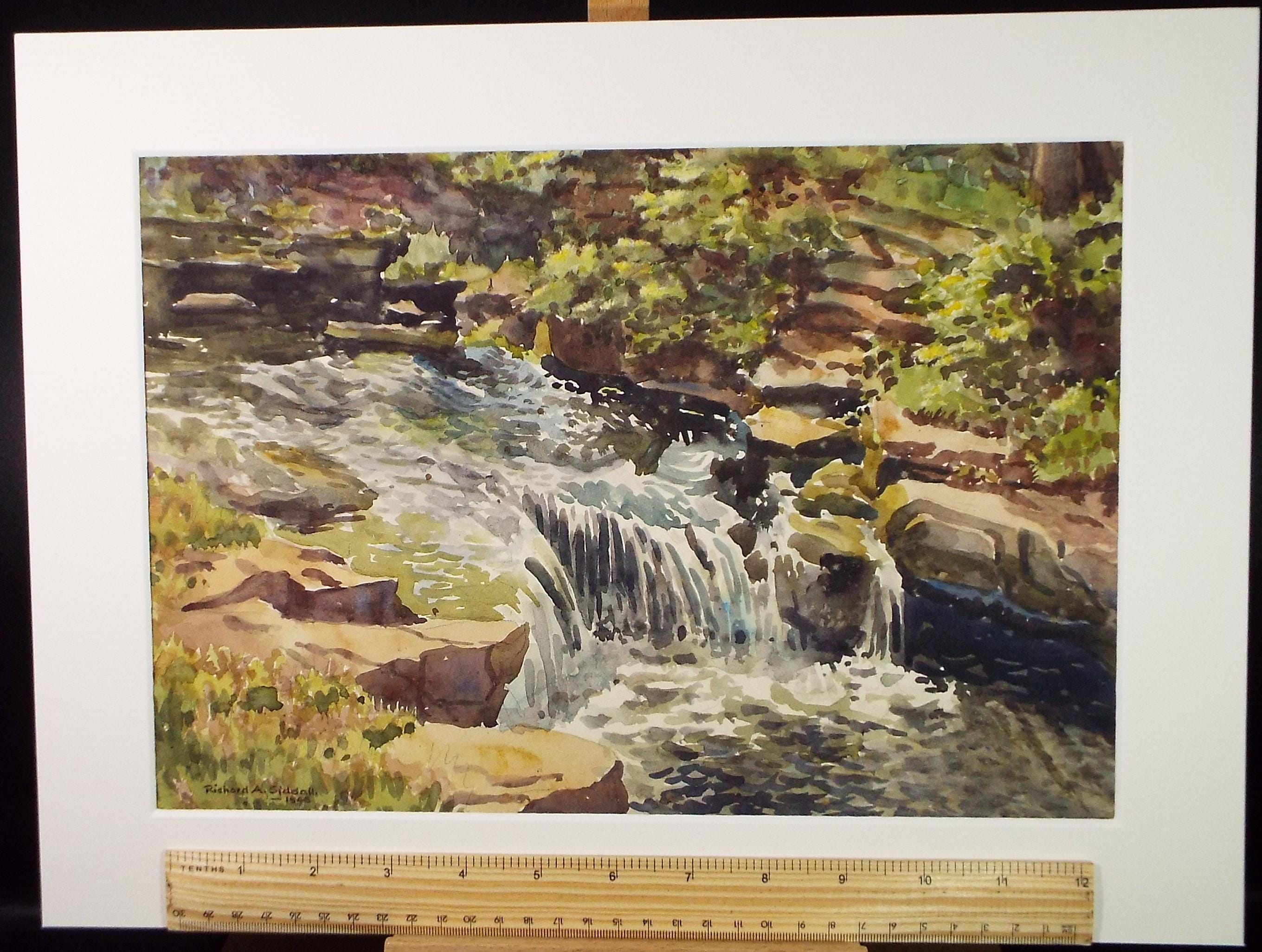 Original Watercolour, 'Cascade', Richard A Siddal, dated 1946