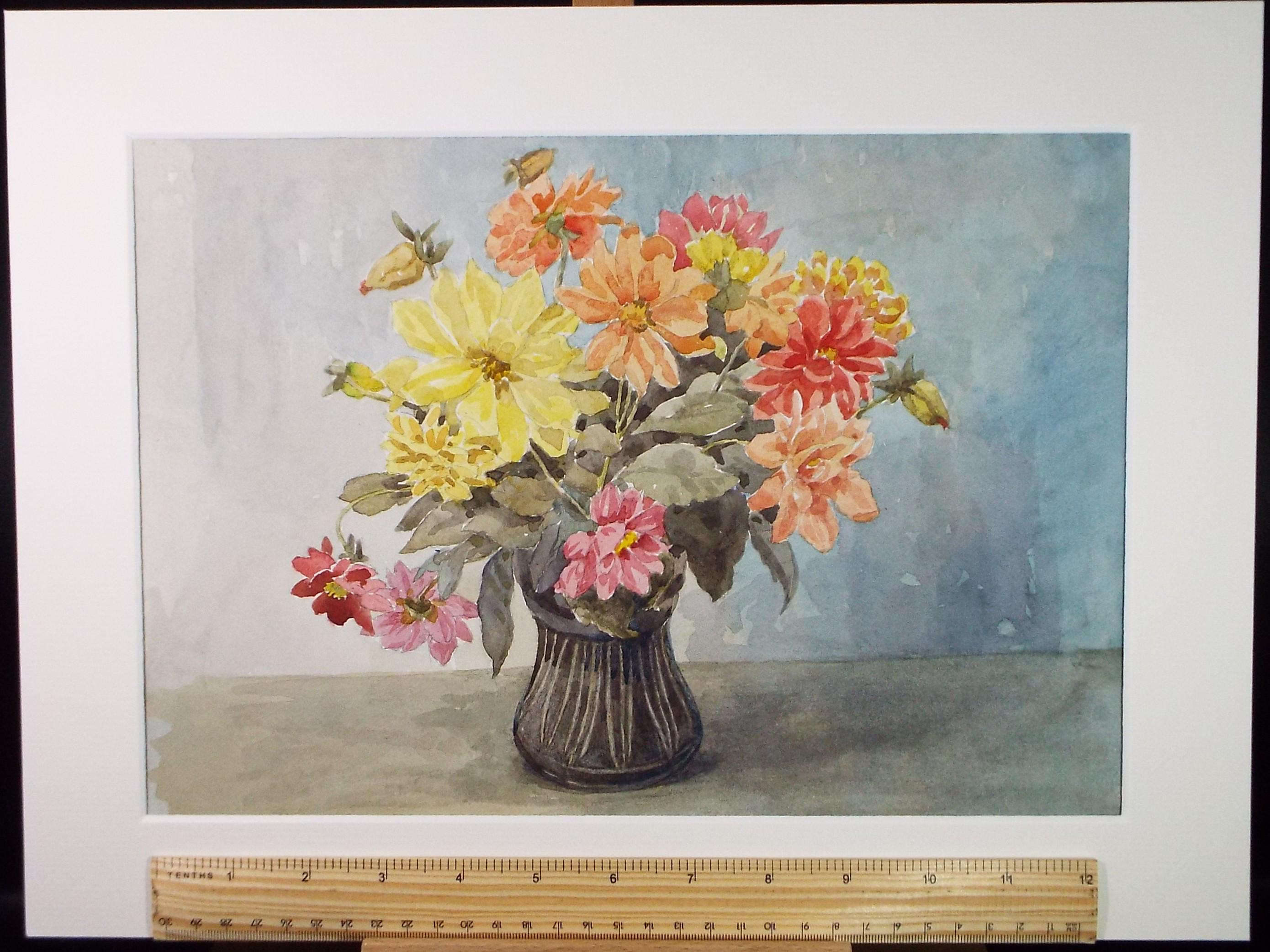 Original Watercolour, 'Still Life of Flowers', Dated 1971, Richard A Siddall
