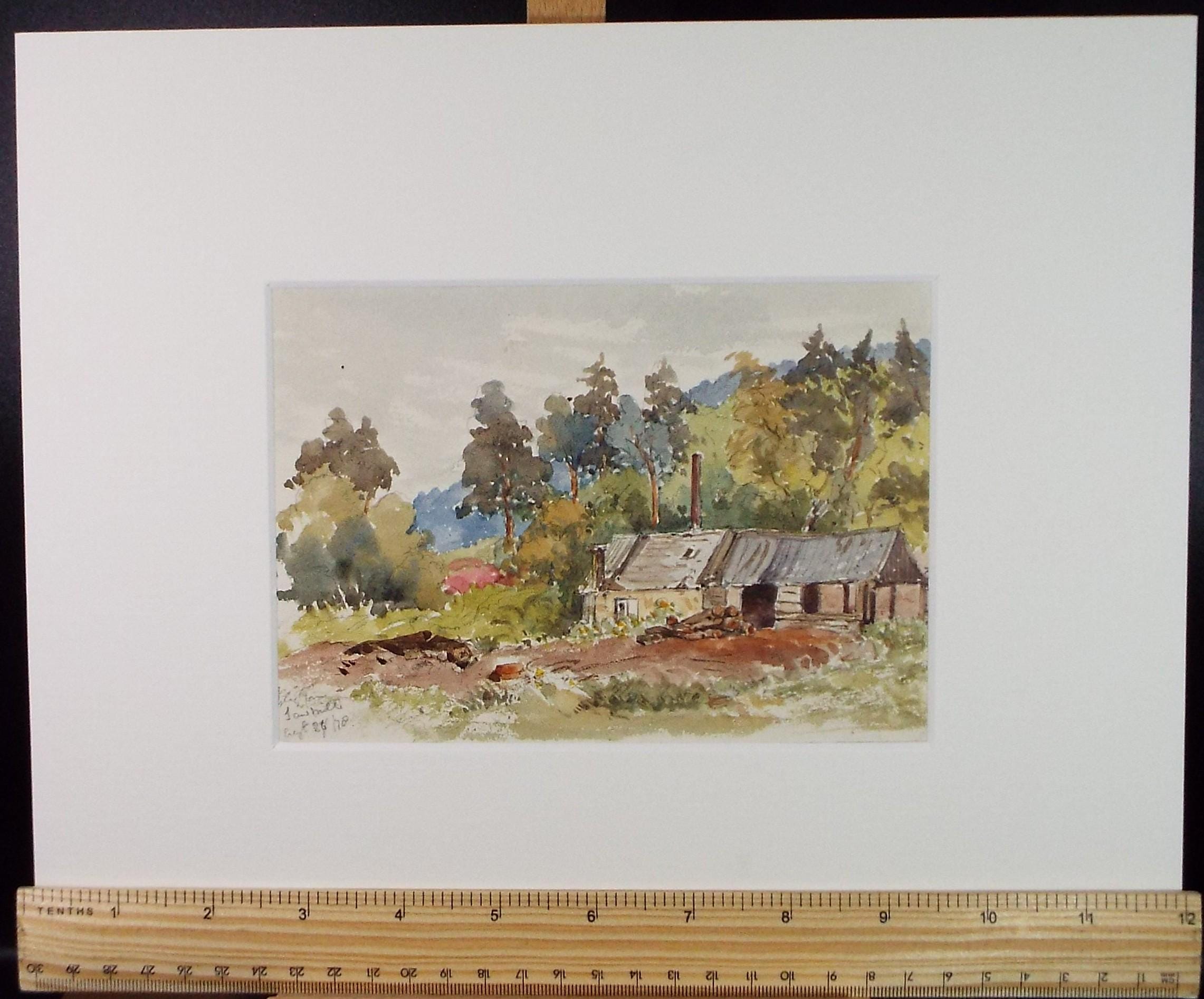 Original Watercolour,'The Homestead', Late 19th Century, unknown artist