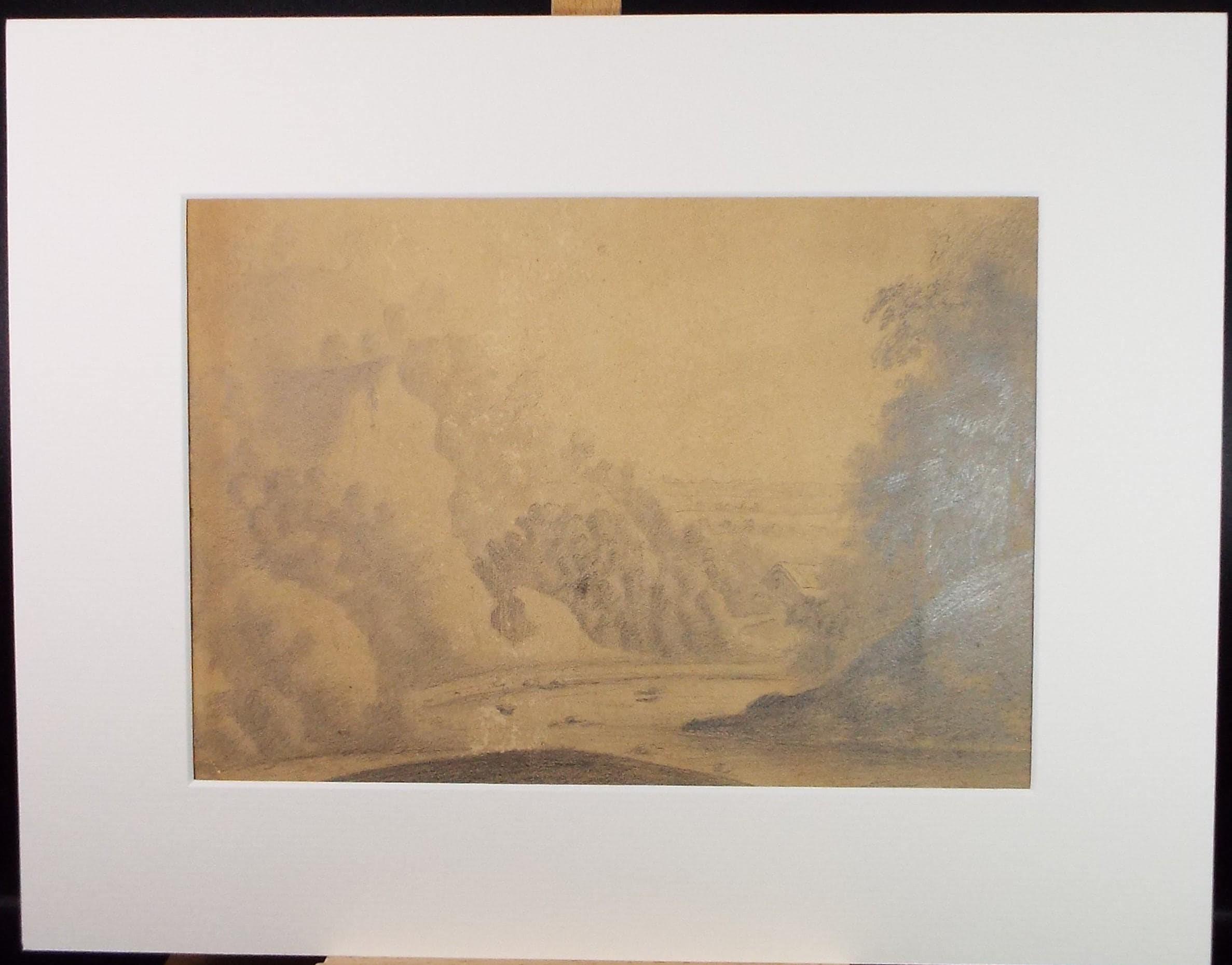 Pencil Drawing,'Farm Building in a Valley', Mid 19th Century, Unknown Artist