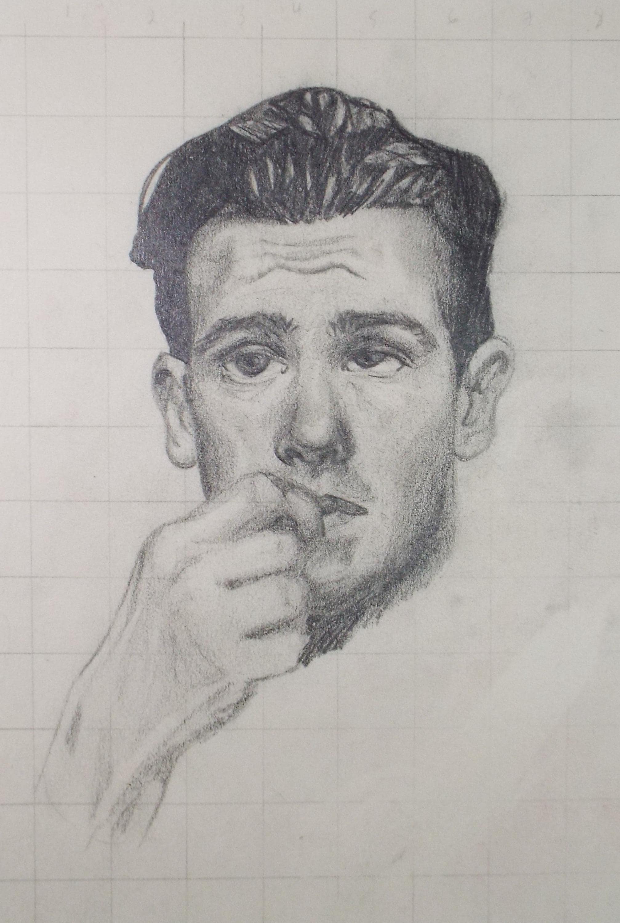 Pencil Sketch, 'Study of a Man', c1950's