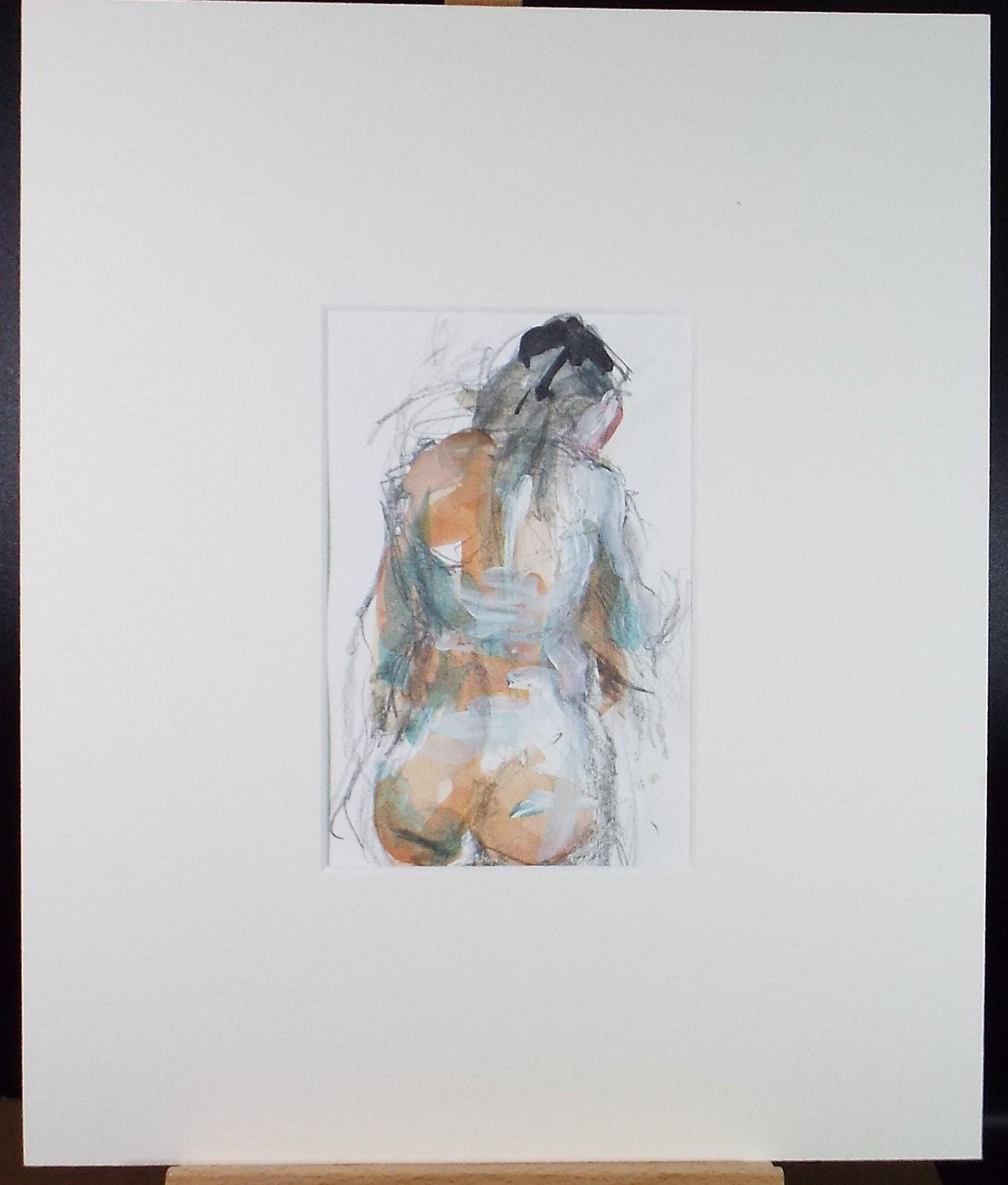 Original Watercolour & gouache, 'Nude figure from rear', Graham Benton RBSA (1934-2022), Circa 1990's