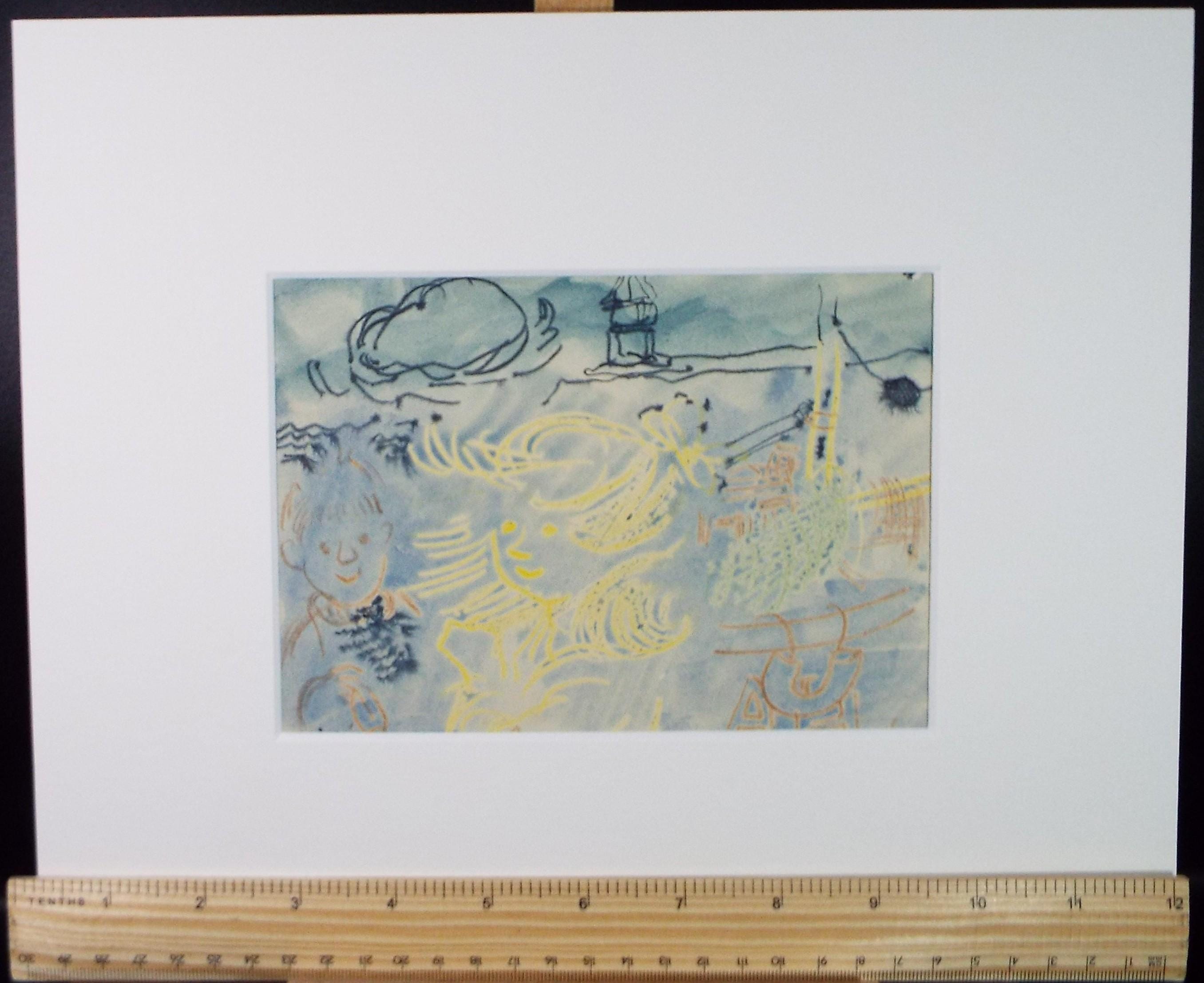 Original Watercolour, 'Figures in a Landscape', 1950's, William D Clyne (1922-1981)