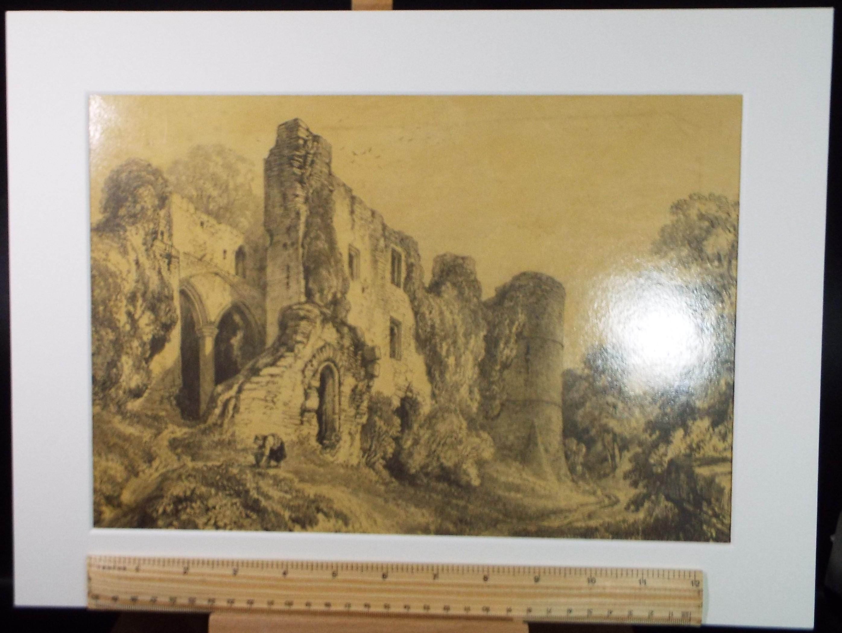 Varnished Pencil drawing , 'Goodrich Castle', late 19th Century