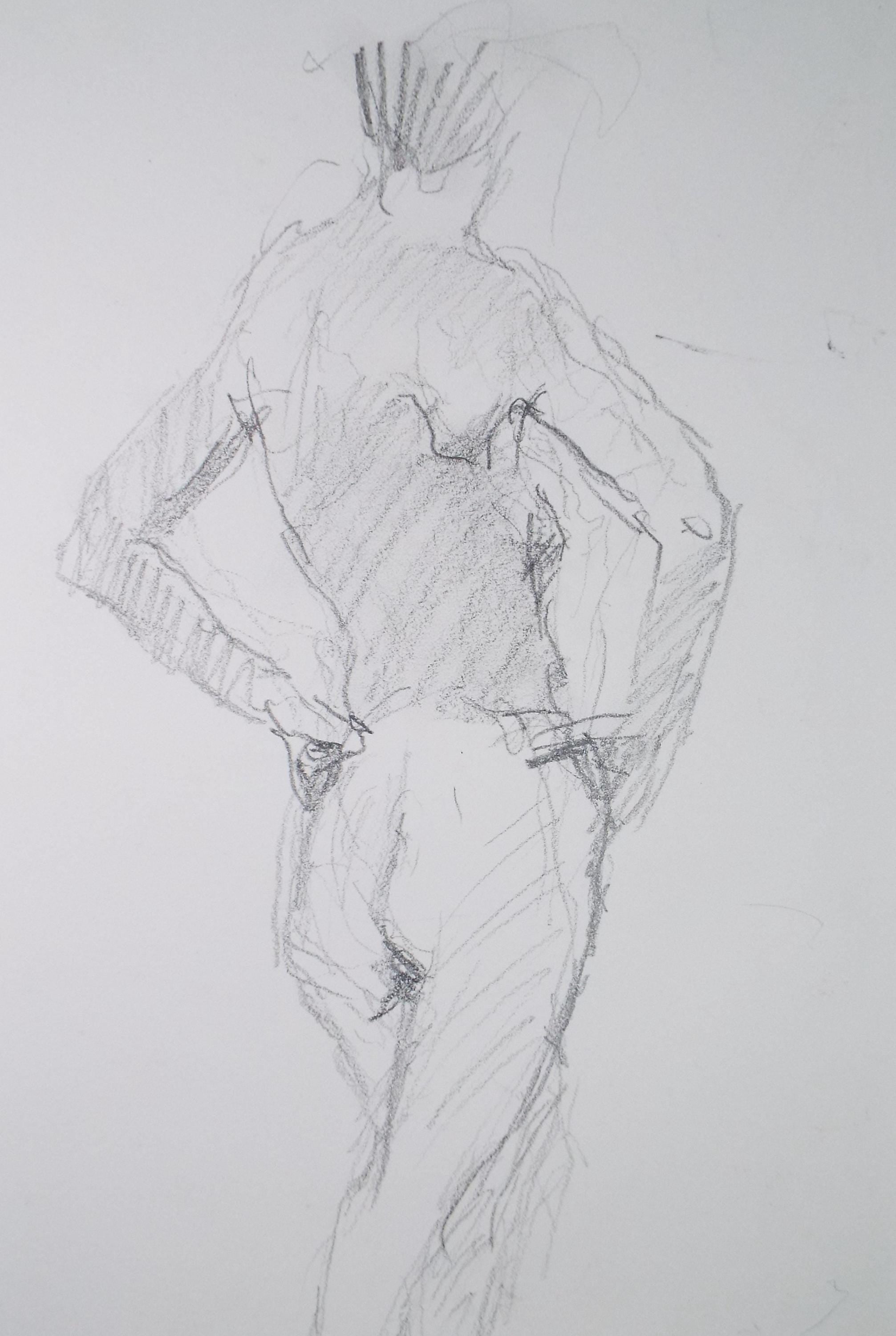 Original Pencil Sketch,'Standing figure', Circa 1990's, Pauline Plummer (b 1930)