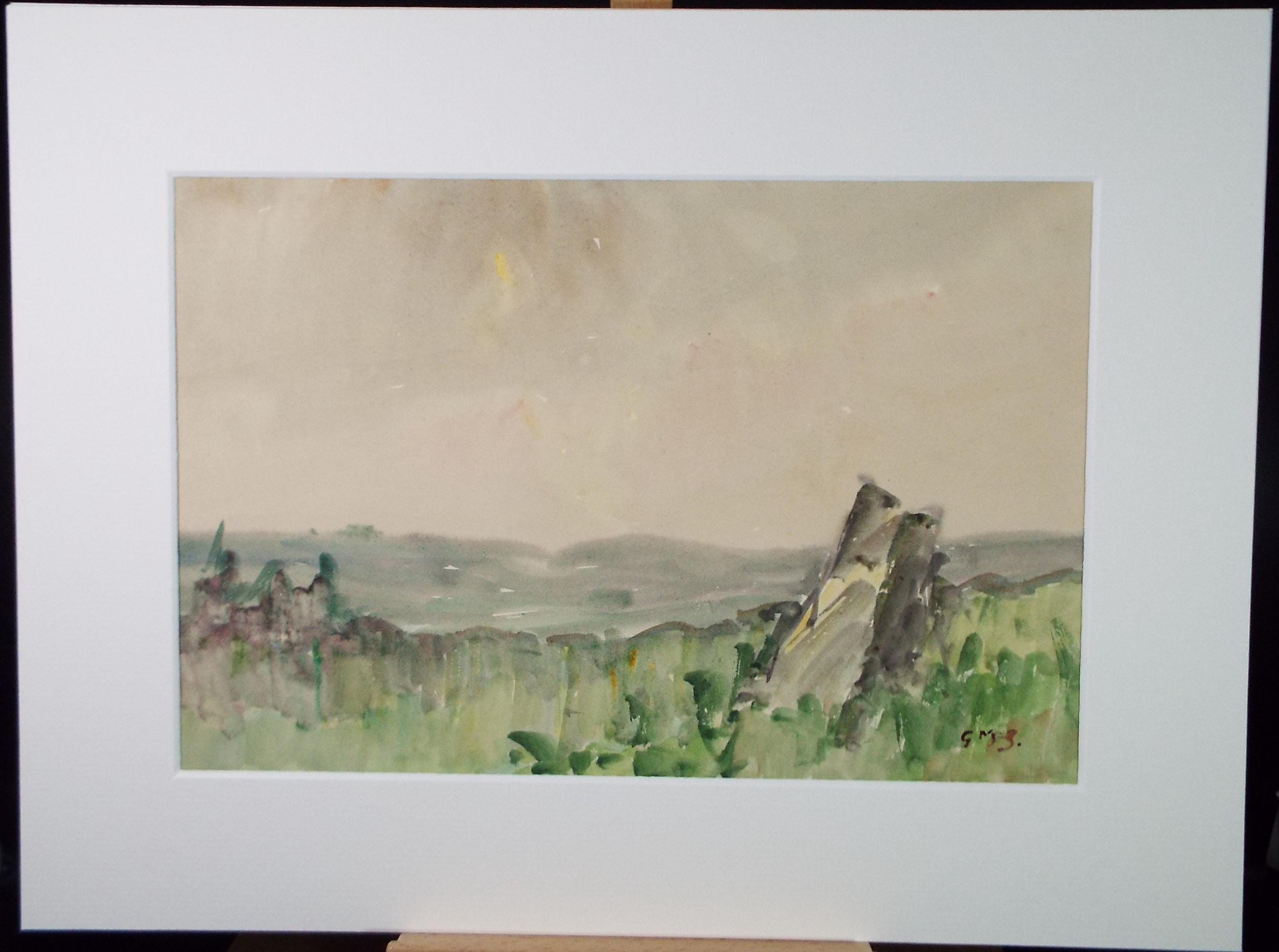 Original Watercolour, 'Cornish Landscape View', Circa 1950's , George Manning-Sanders (1881-1953)