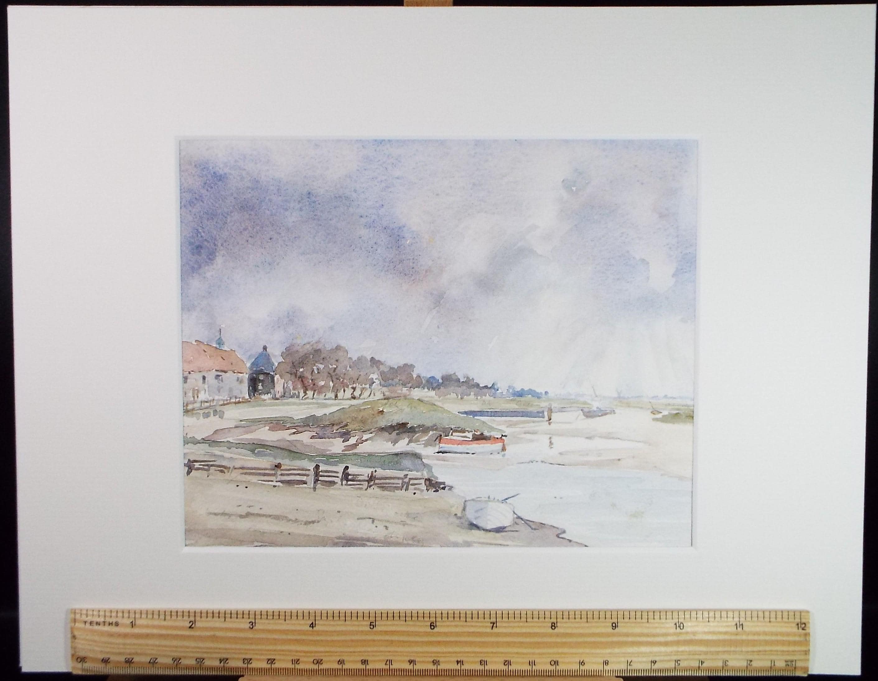 Original Watercolour, 'Boats on the Shore', Circa 1970's , Geoffrey Burrows (1934-2023)