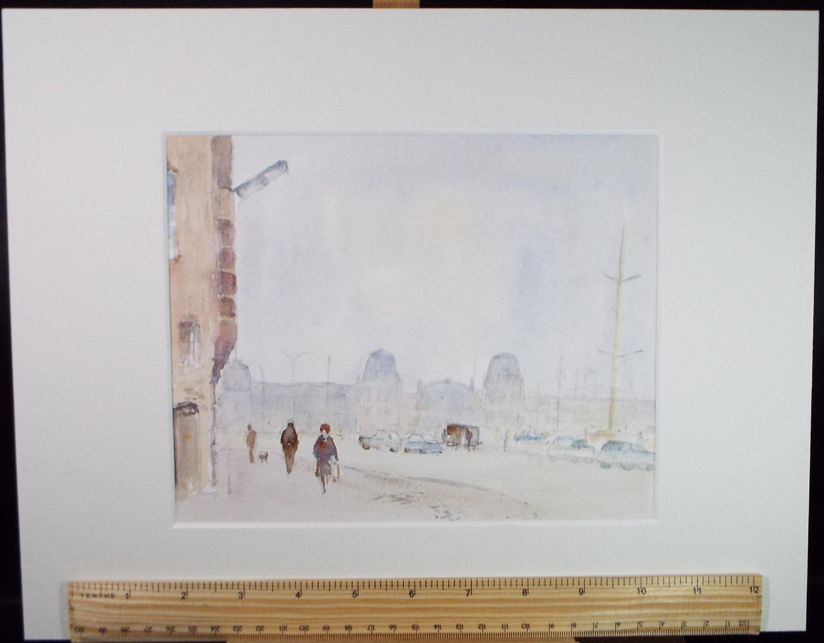 Original Watercolour, 'Figures by the Quay', Circa 1970's , Geoffrey Burrows (1934-2023)