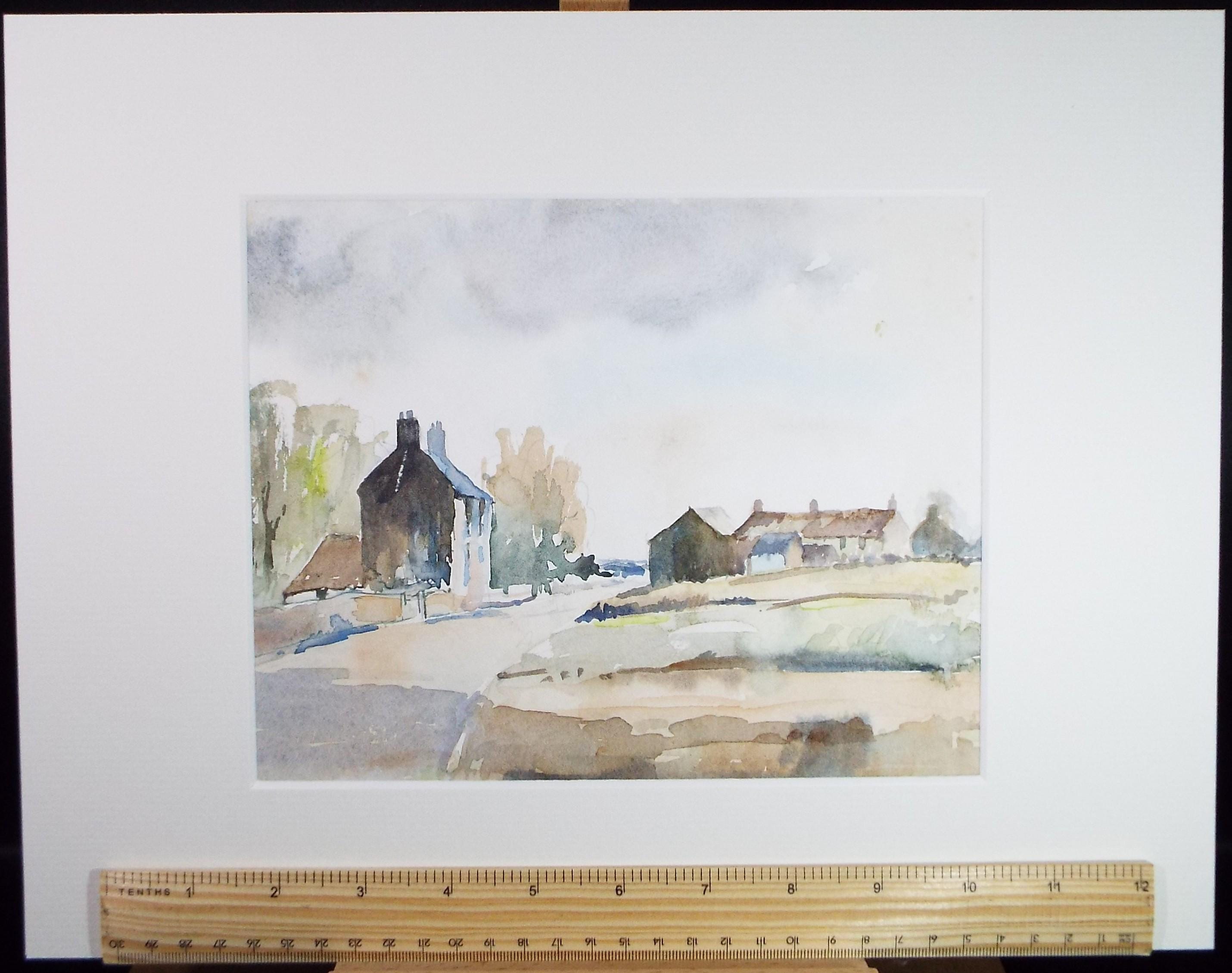 Original Watercolour, 'The Village', Circa 1970's , Geoffrey Burrows (1934-2023)