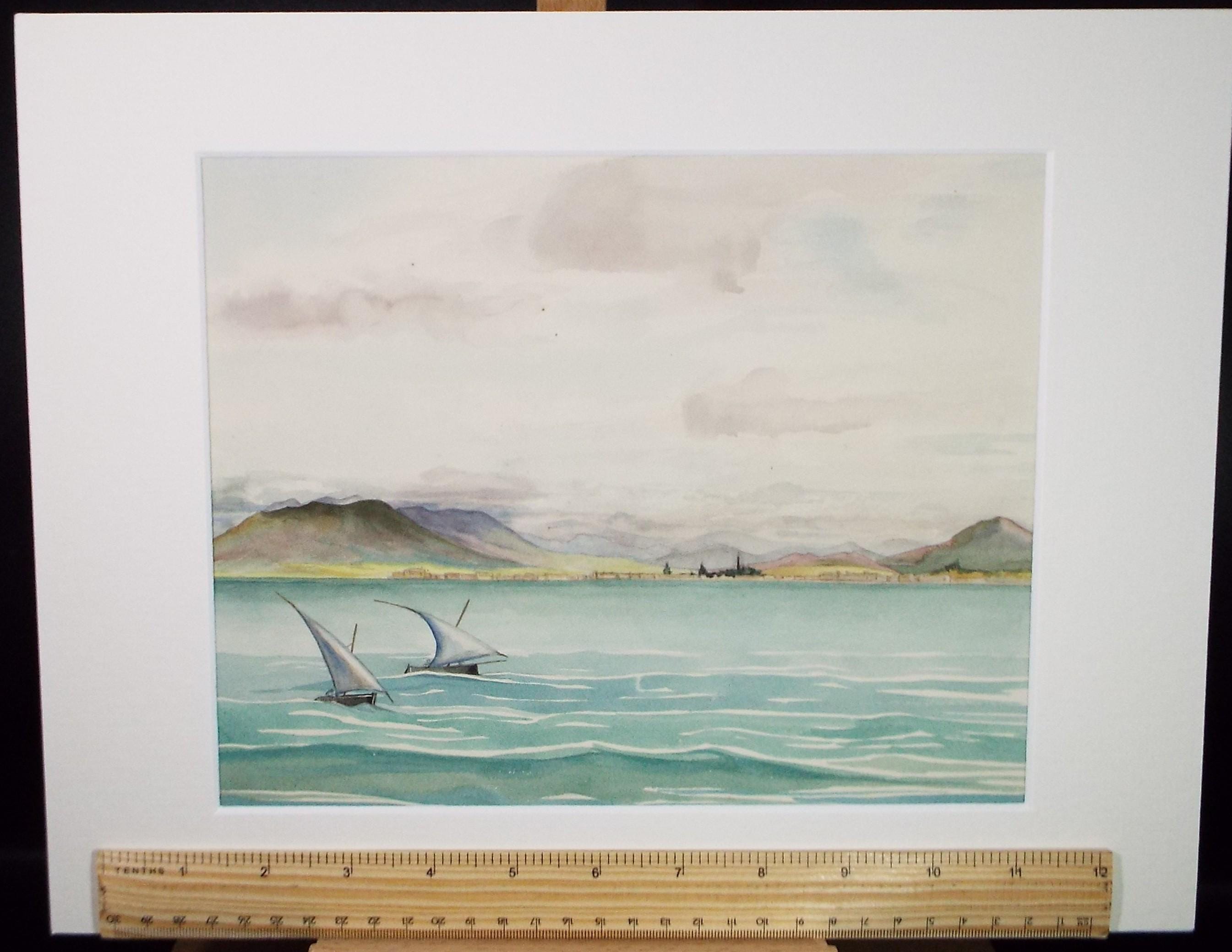 Original Watercolour, 'Off the coast, Malapa', Circa 1950's, Ivy T. Attwell (1895-1985)