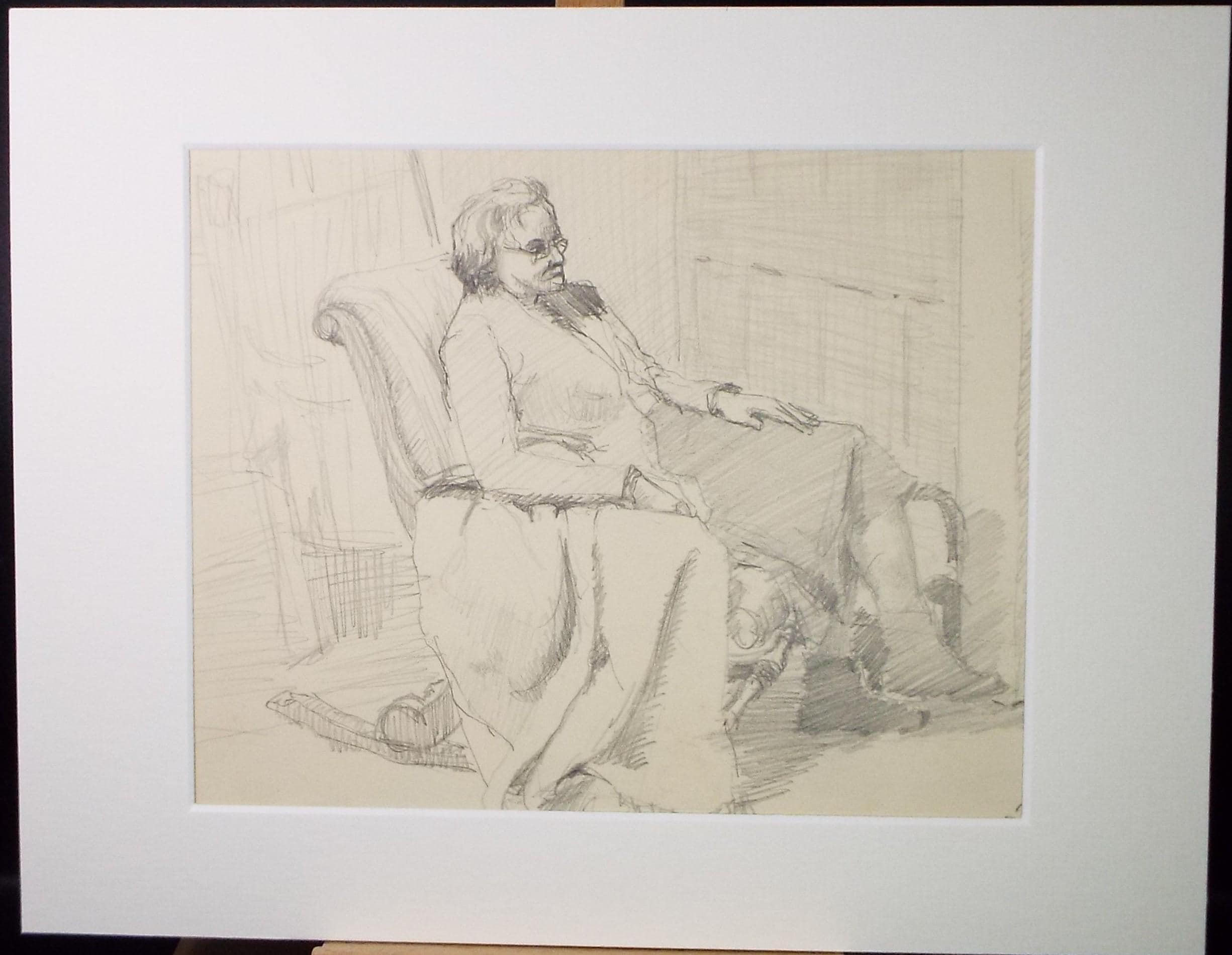 Original Pencil Drawing, 'Seated Woman', Pauline Plummer (b1933), Circa 1950's