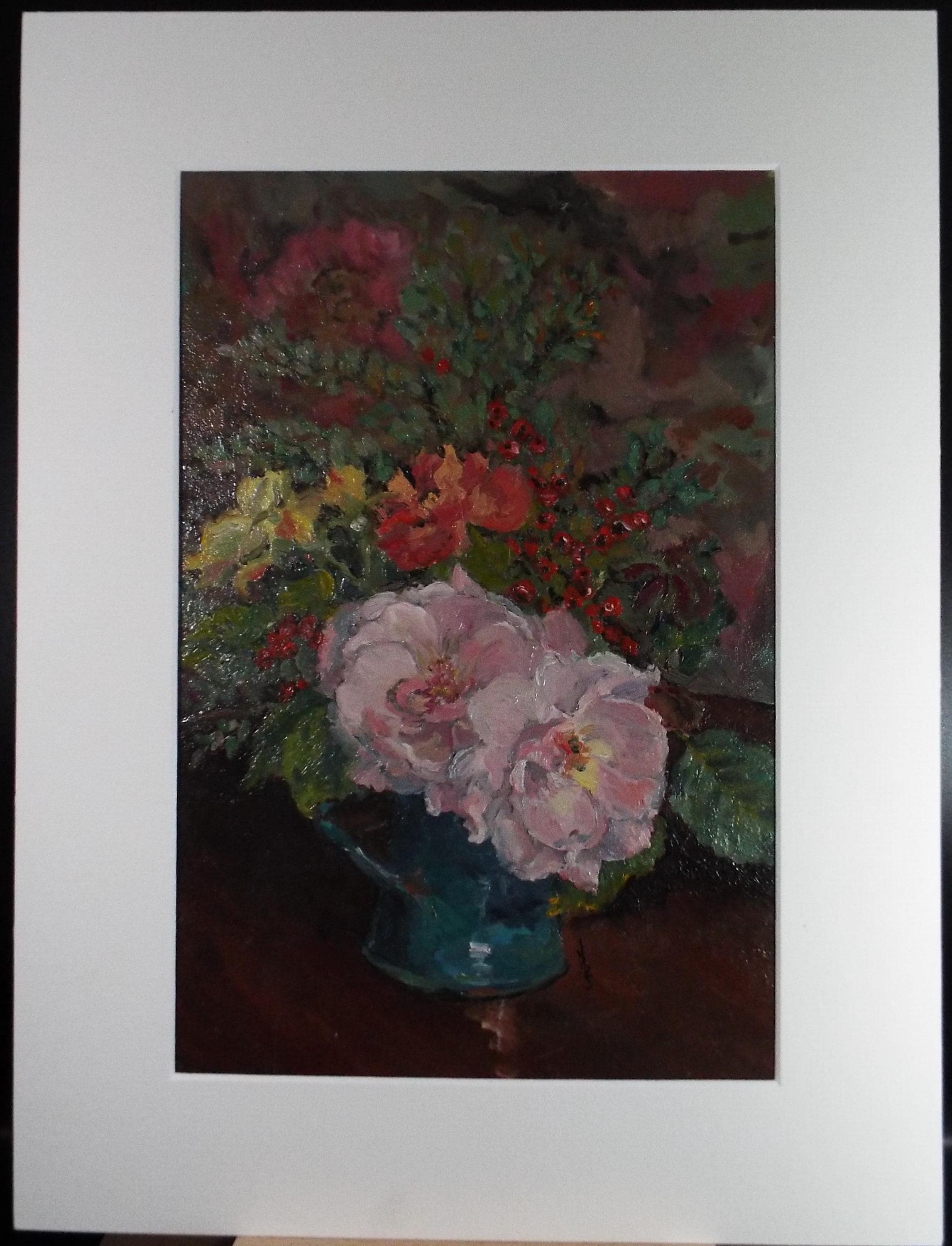 Original Oil on board, 'Roses', Circa 1980's, Julie Skjold (XX)