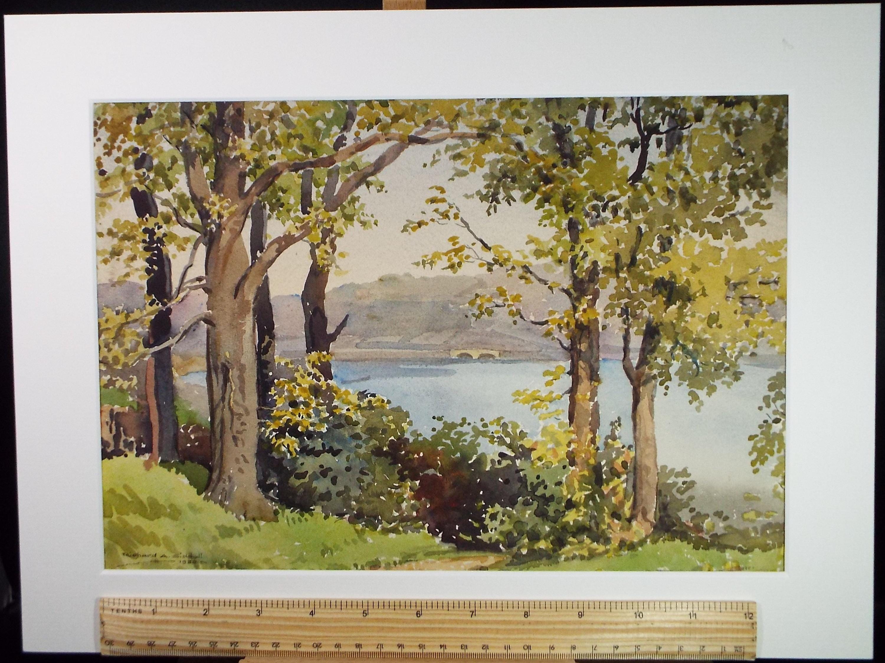 Original Watercolour, 'Reservoir', Richard A Siddall, Dated 1950