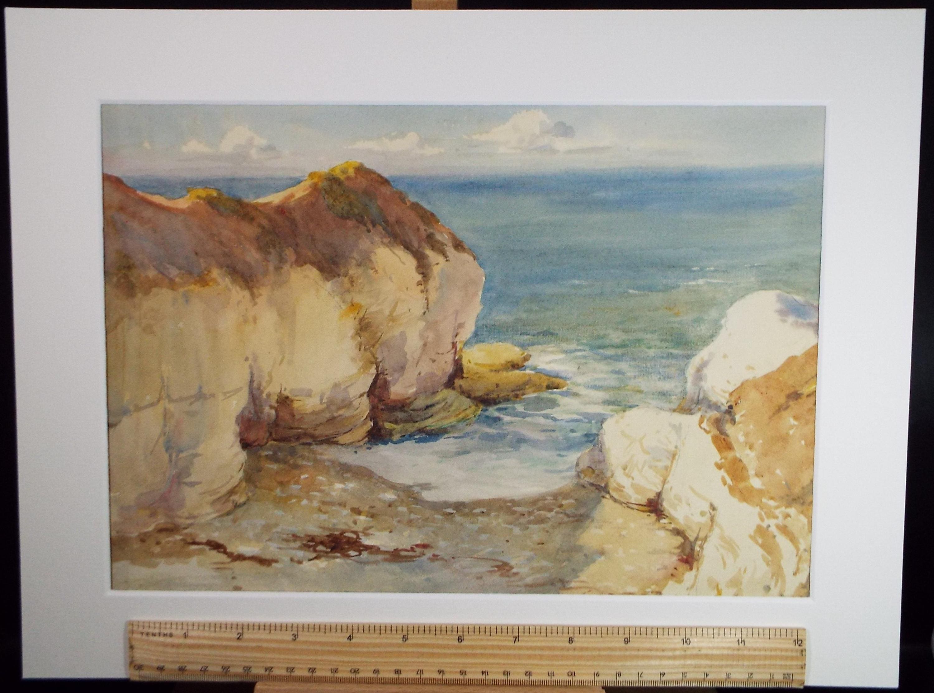 Original Watercolour, 'Coastal Cliffs', Charles Edward Wanless (c1875-1938), circa 1920's