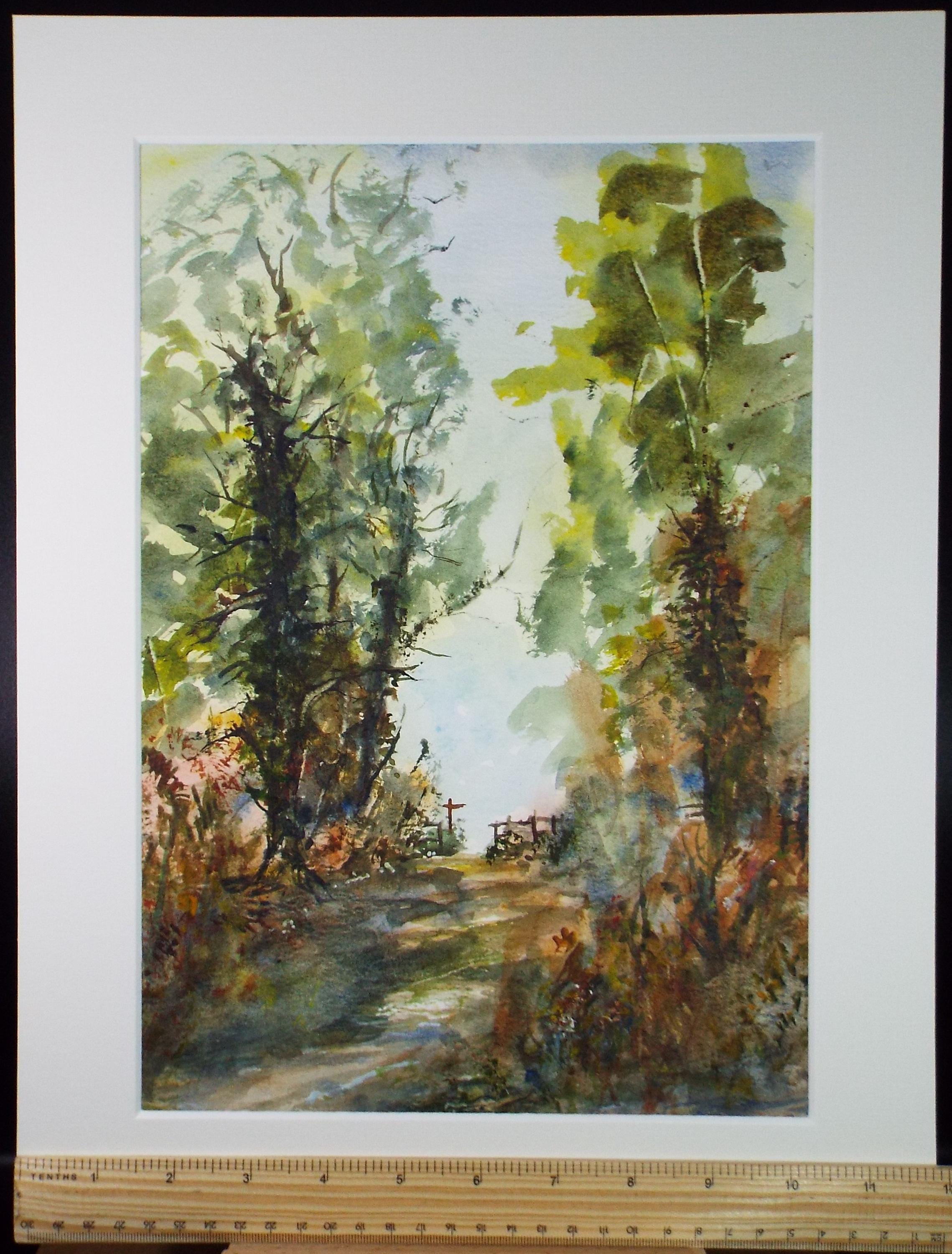 Original Watercolour, 'Spring Path', Peter Grimer, Dated 2006