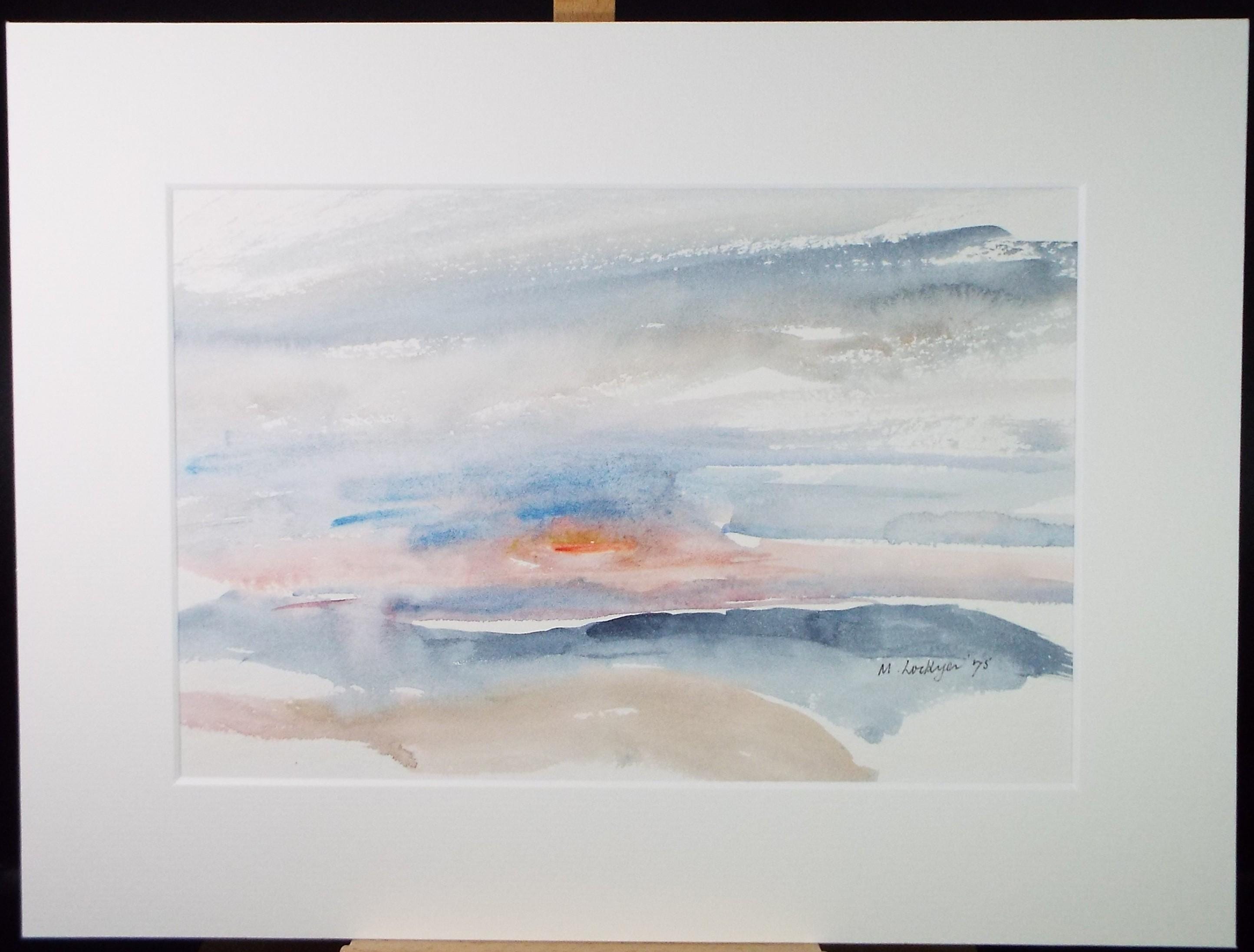 Original Watercolour on Paper, 'Sunset over a Landscape', Dated 1975, Mildred Lockyer