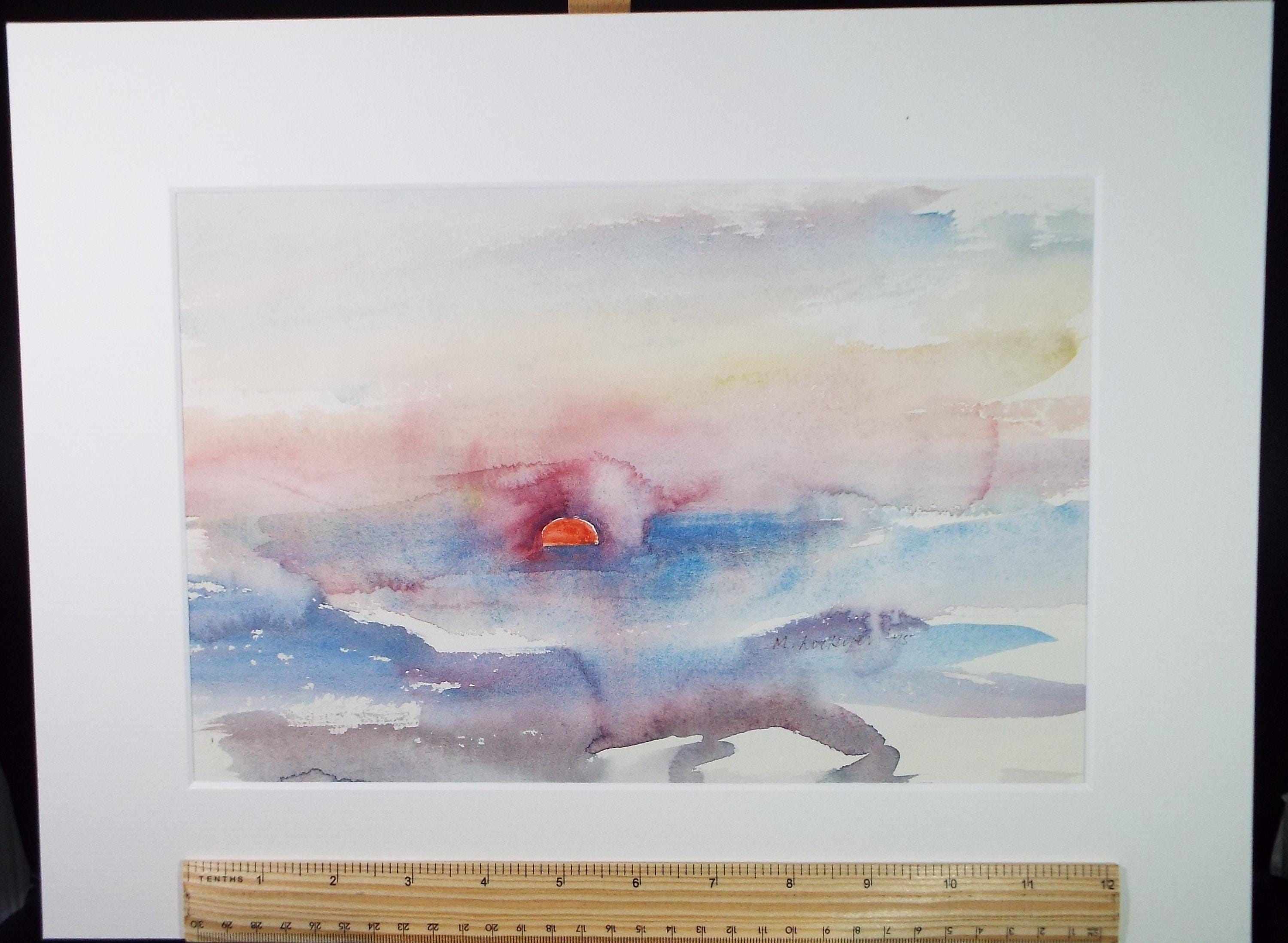 Original Watercolour on Paper, 'Sunset', Dated 1975, Mildred Lockyer
