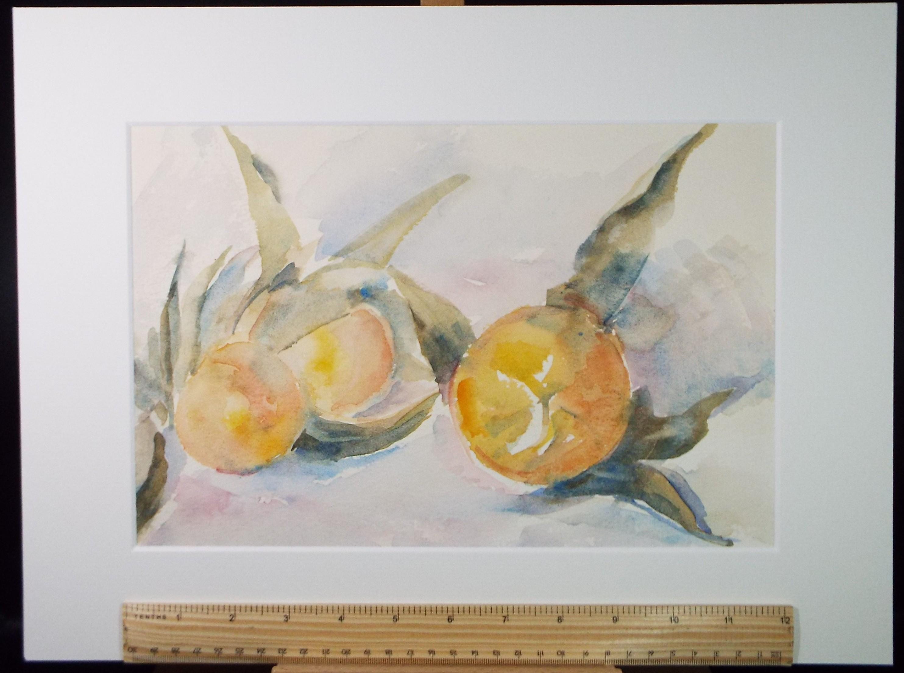 Original Watercolour 'Still life of Citrus Fruit', Dated 1974, Mildred Lockyer