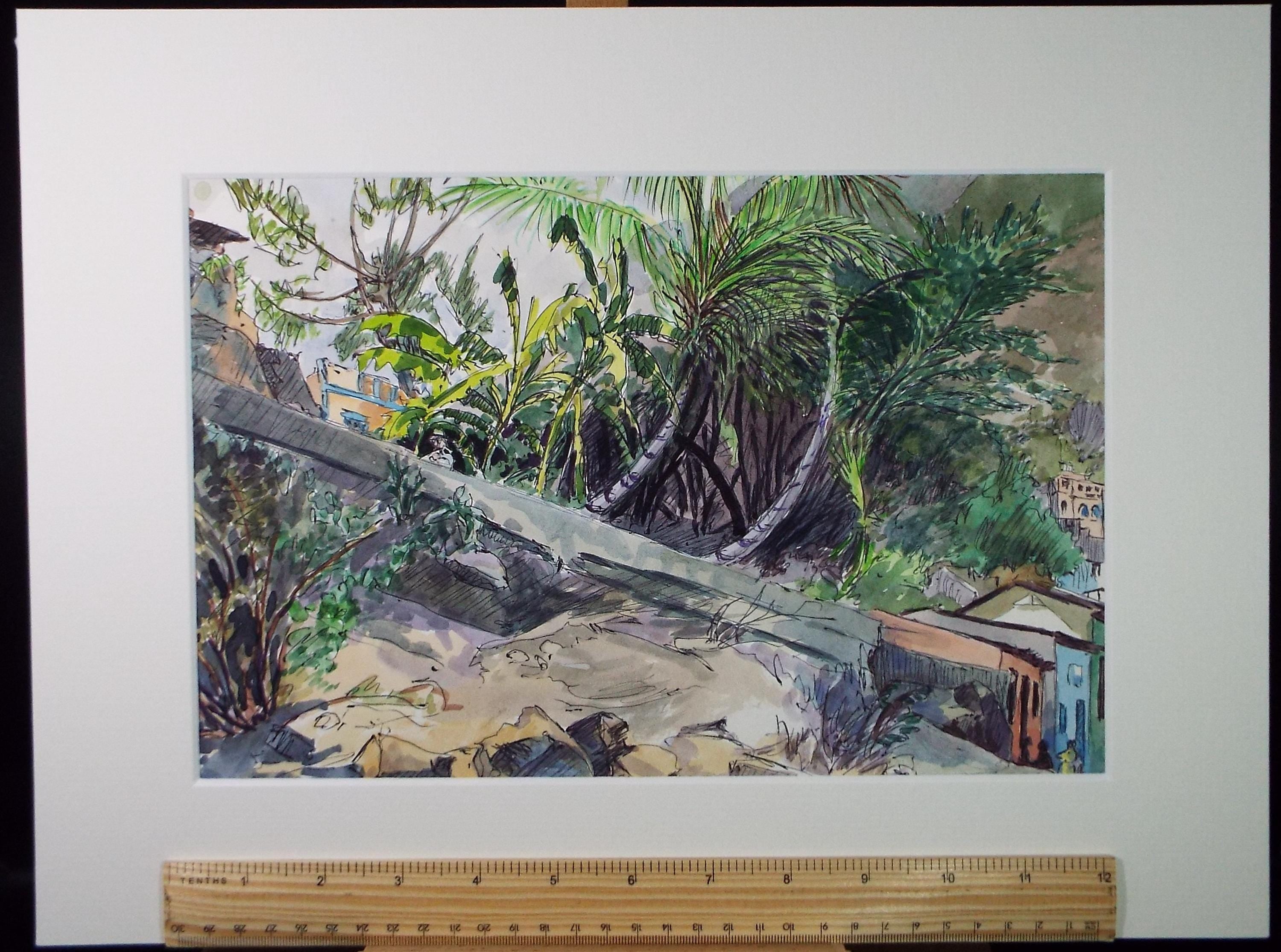 Original Watercolour, 'South American Village', Circa 1950's, Ivy T. Attwell (1895-1985)