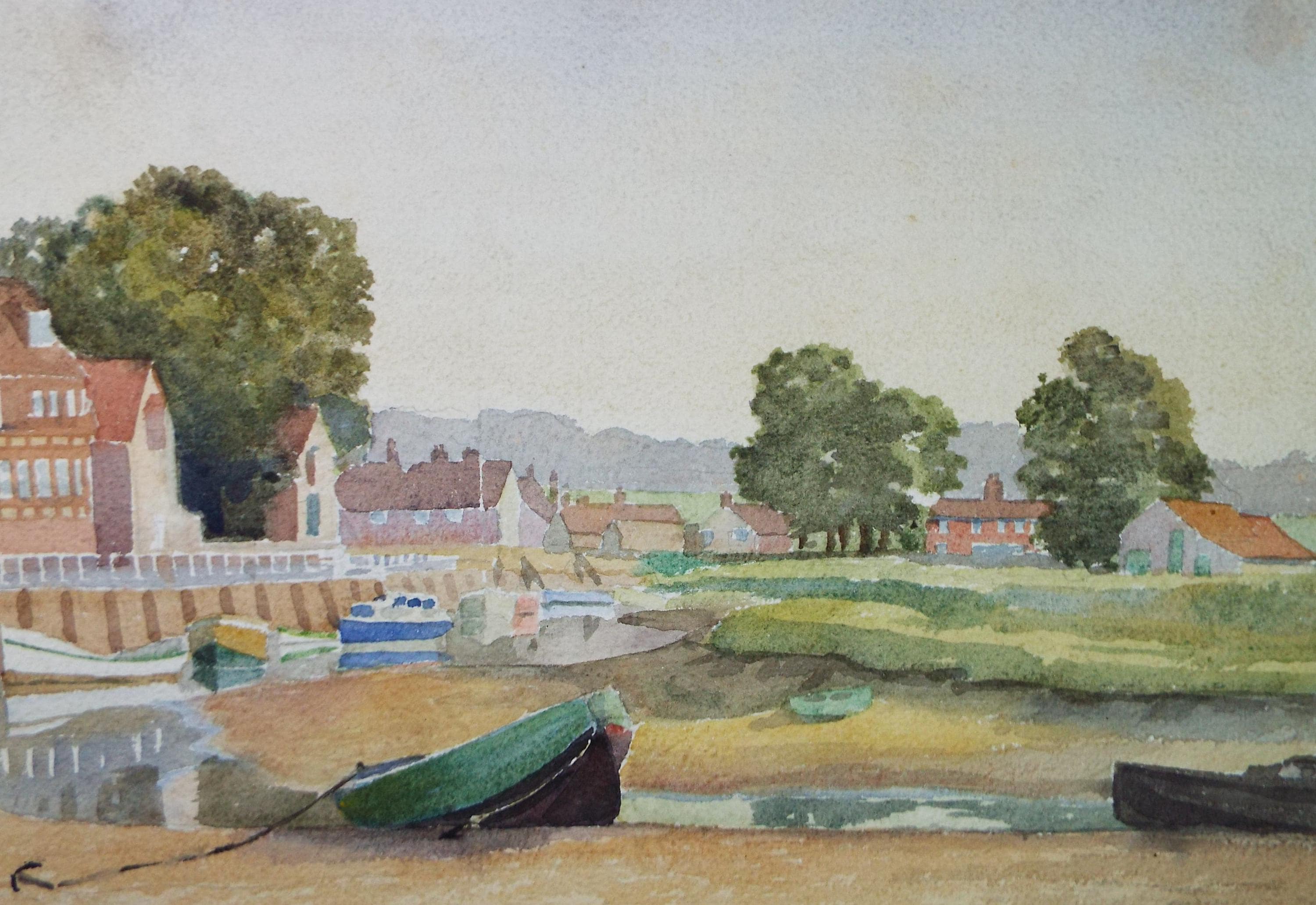 Original Watercolour, 'Fishing Harbour', Richard A Siddal, circa 1950's