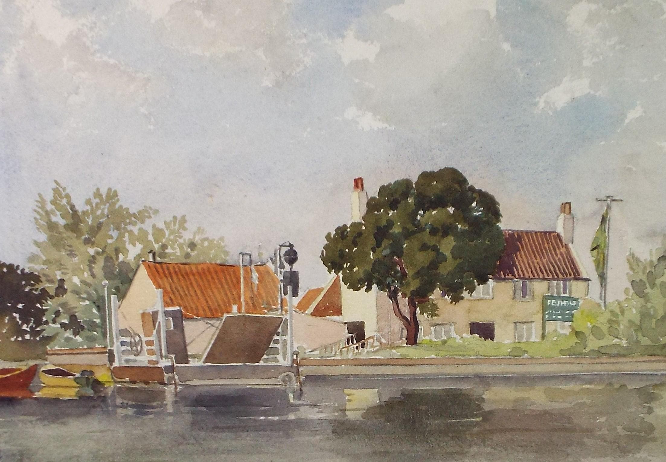 Original Watercolour, 'Cottage on the Canal', Richard A Siddal, circa 1950's
