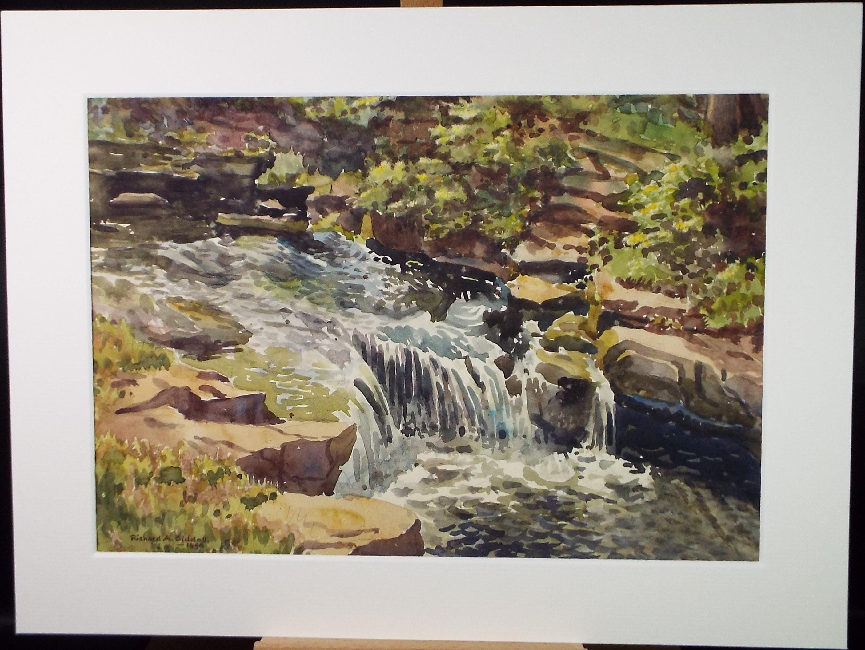 Original Watercolour, 'Cascade', Richard A Siddal, dated 1946