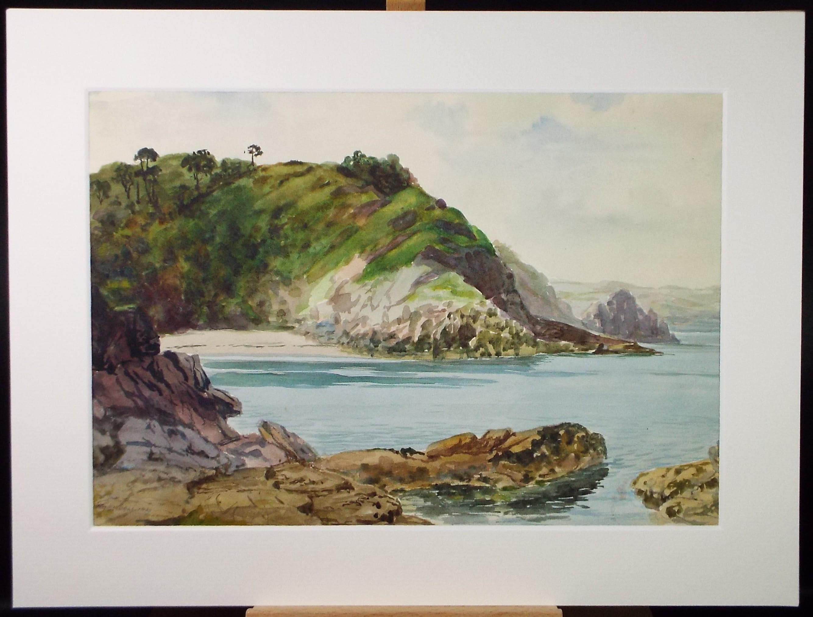 Original Watercolour, 'Green Headland', Richard A Siddal, Circa 1950's