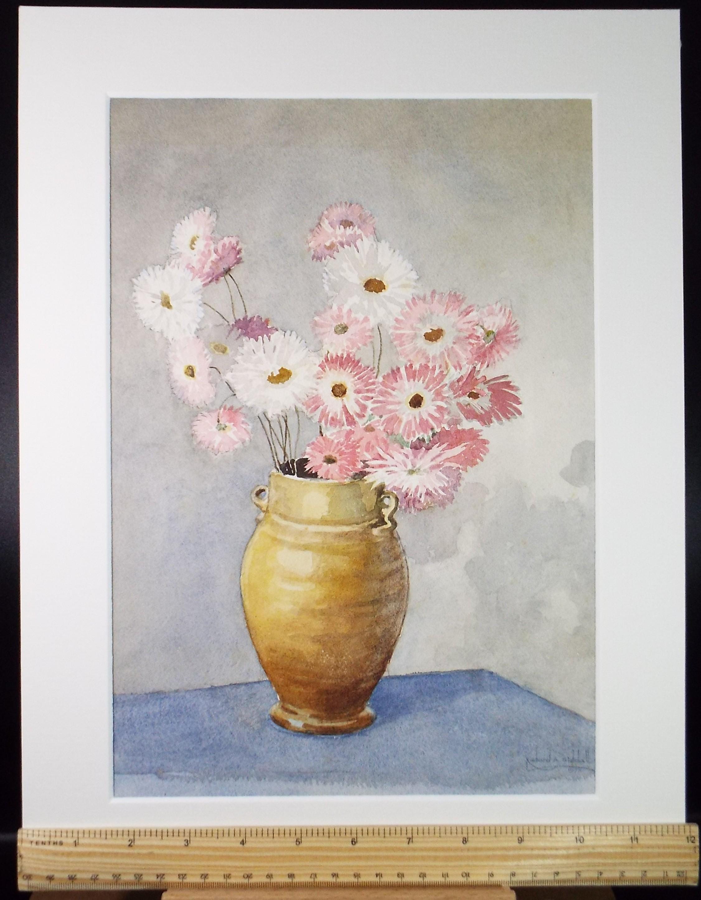 Original Watercolour, 'Still Life of Flowers', Dated 1973, Richard A Siddall
