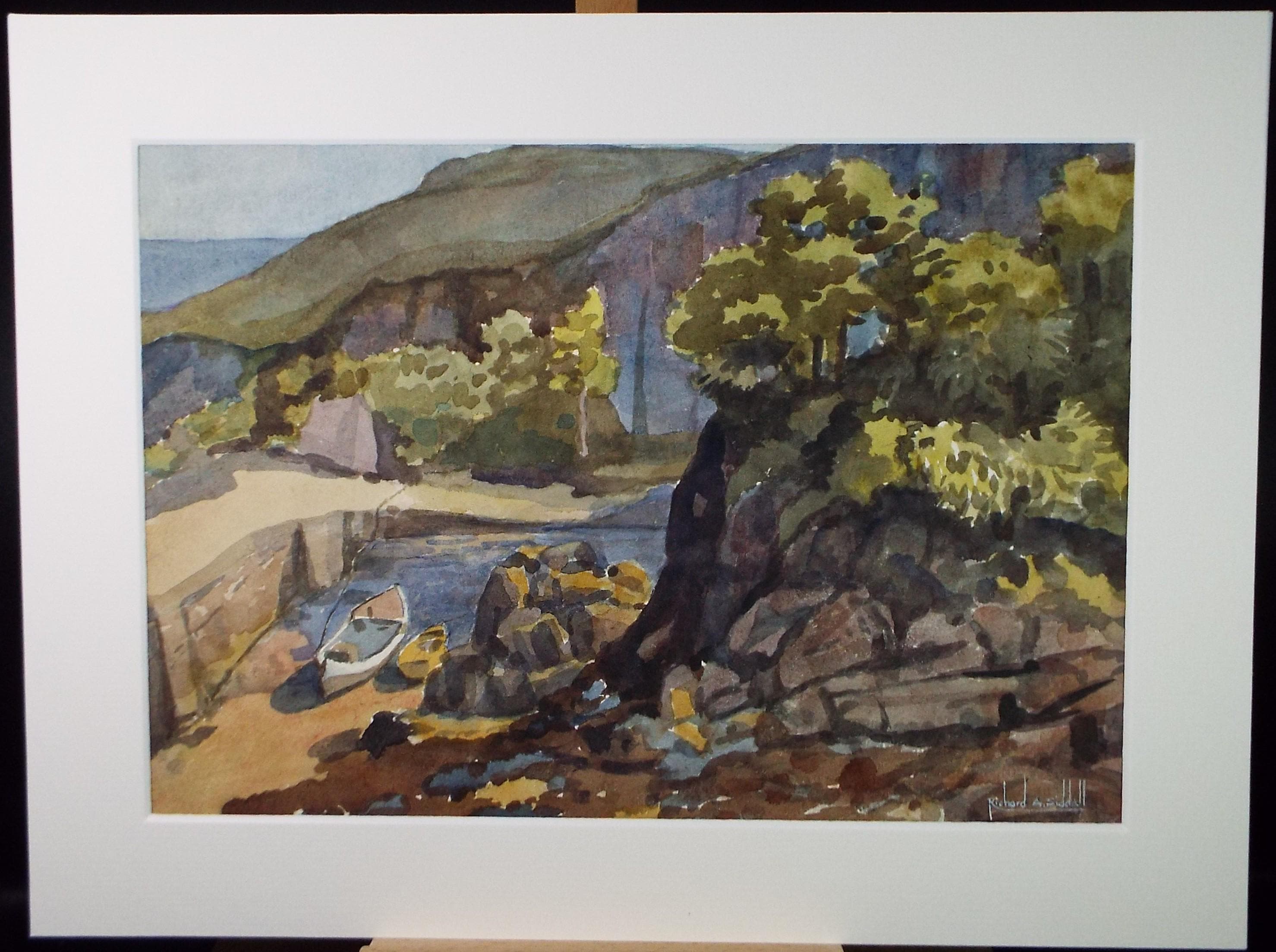 Original Watercolour, 'Rocky Bay', Richard A Siddal, Circa 1950's