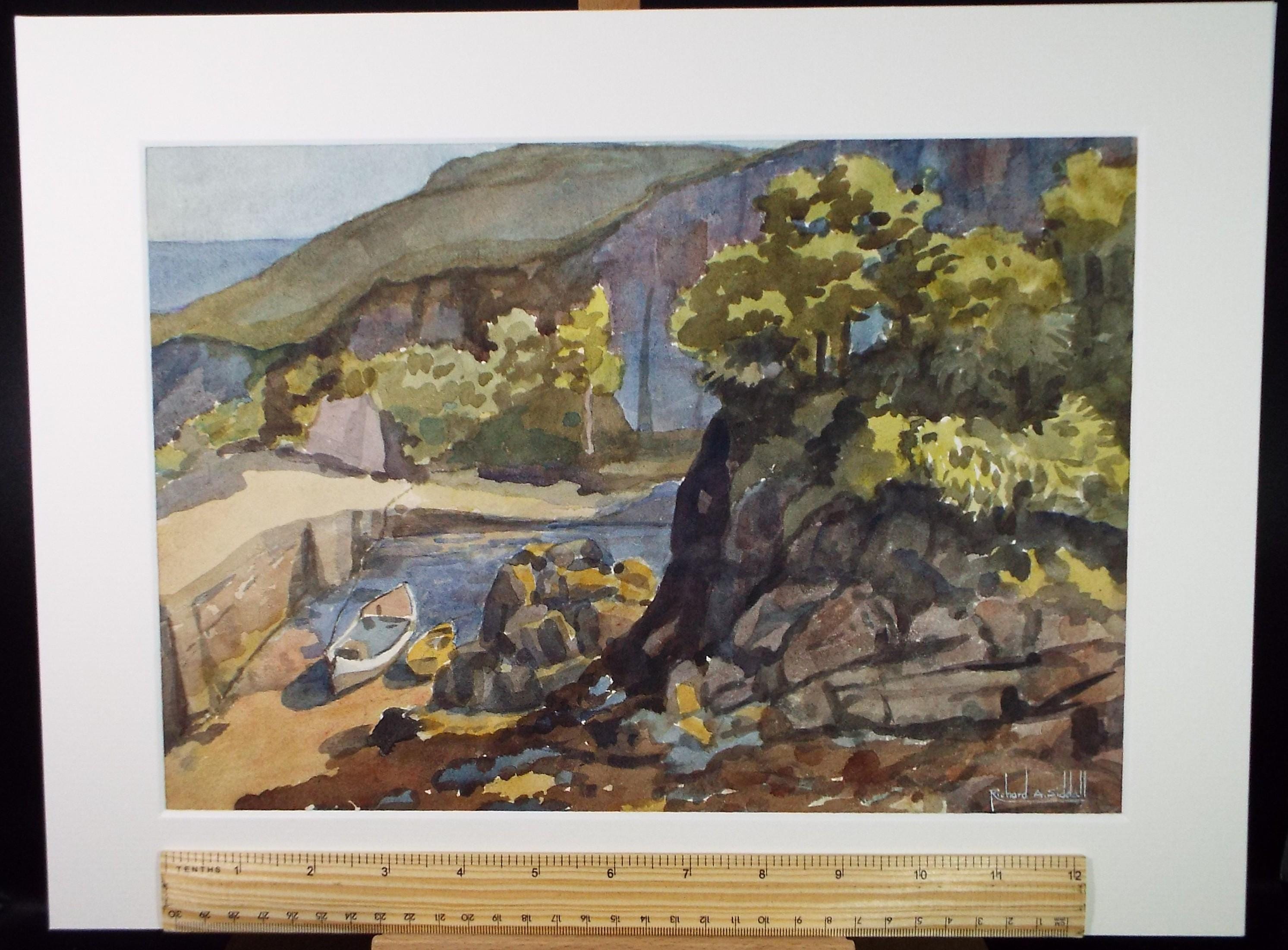 Original Watercolour, 'Rocky Bay', Richard A Siddal, Circa 1950's