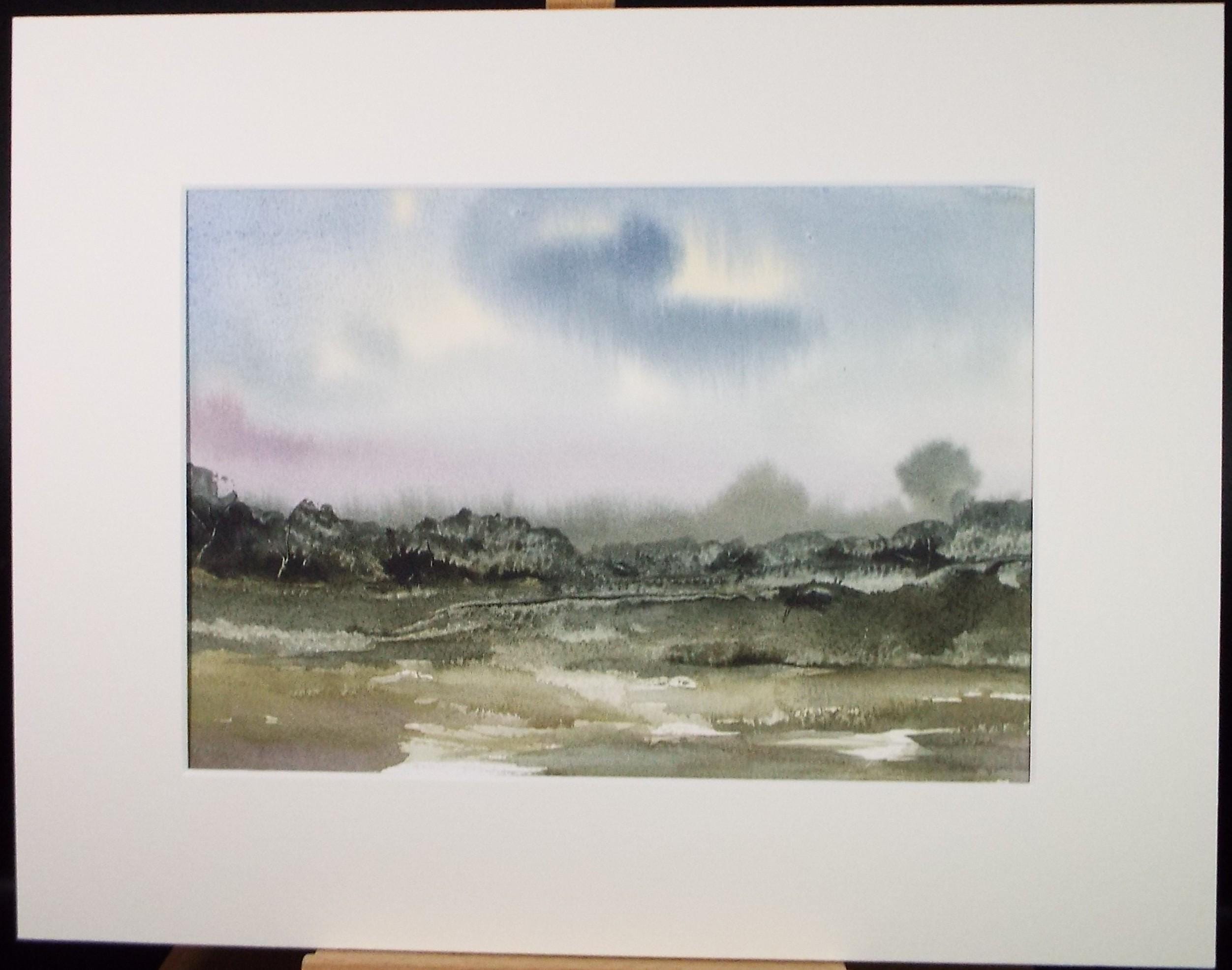 Original Watercolour, 'Green Landscape', Peter Grimer, Dated 1993