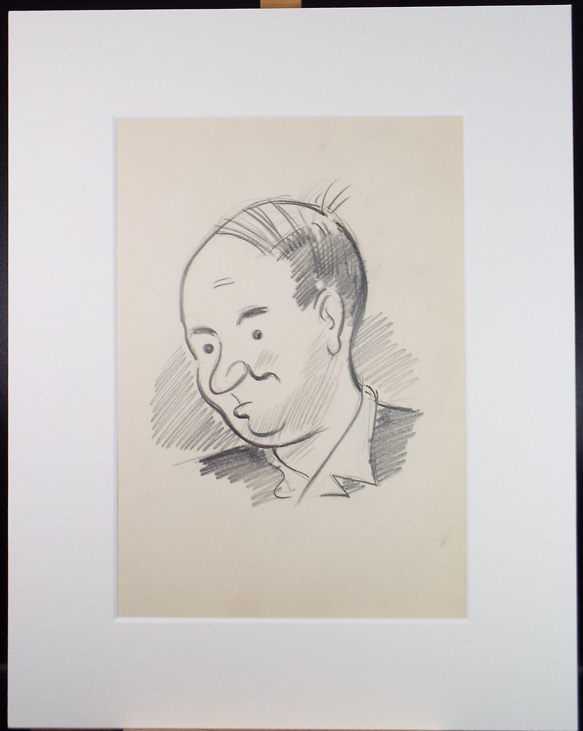 Pencil Sketch,'Cartoon Study of a Man', c1950's