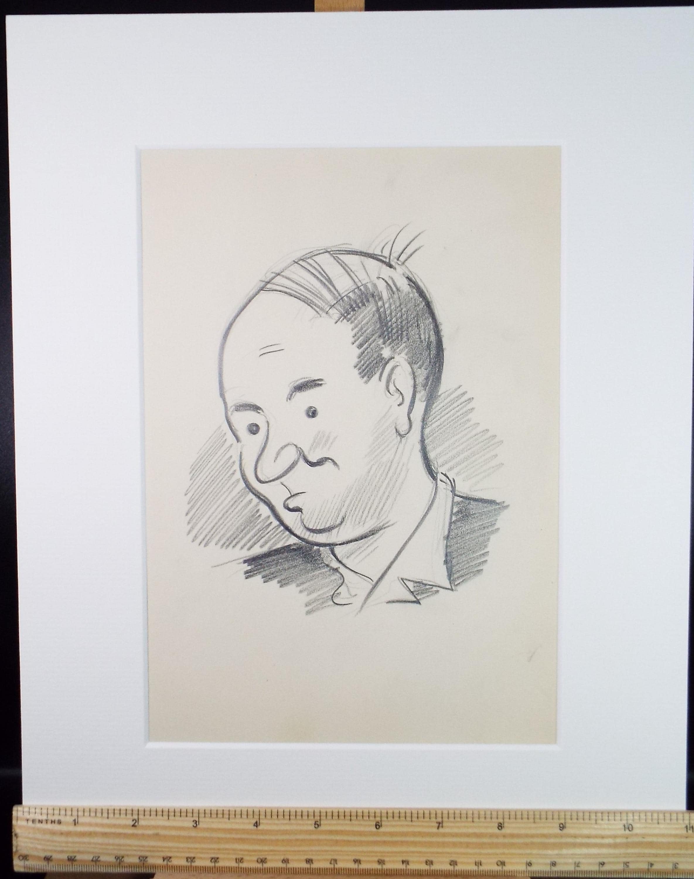 Pencil Sketch,'Cartoon Study of a Man', c1950's