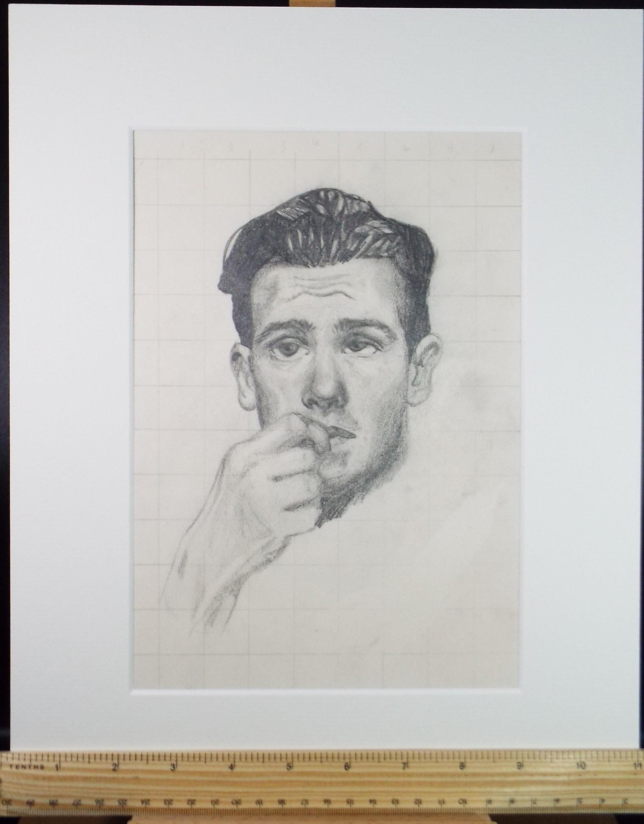 Pencil Sketch, 'Study of a Man', c1950's