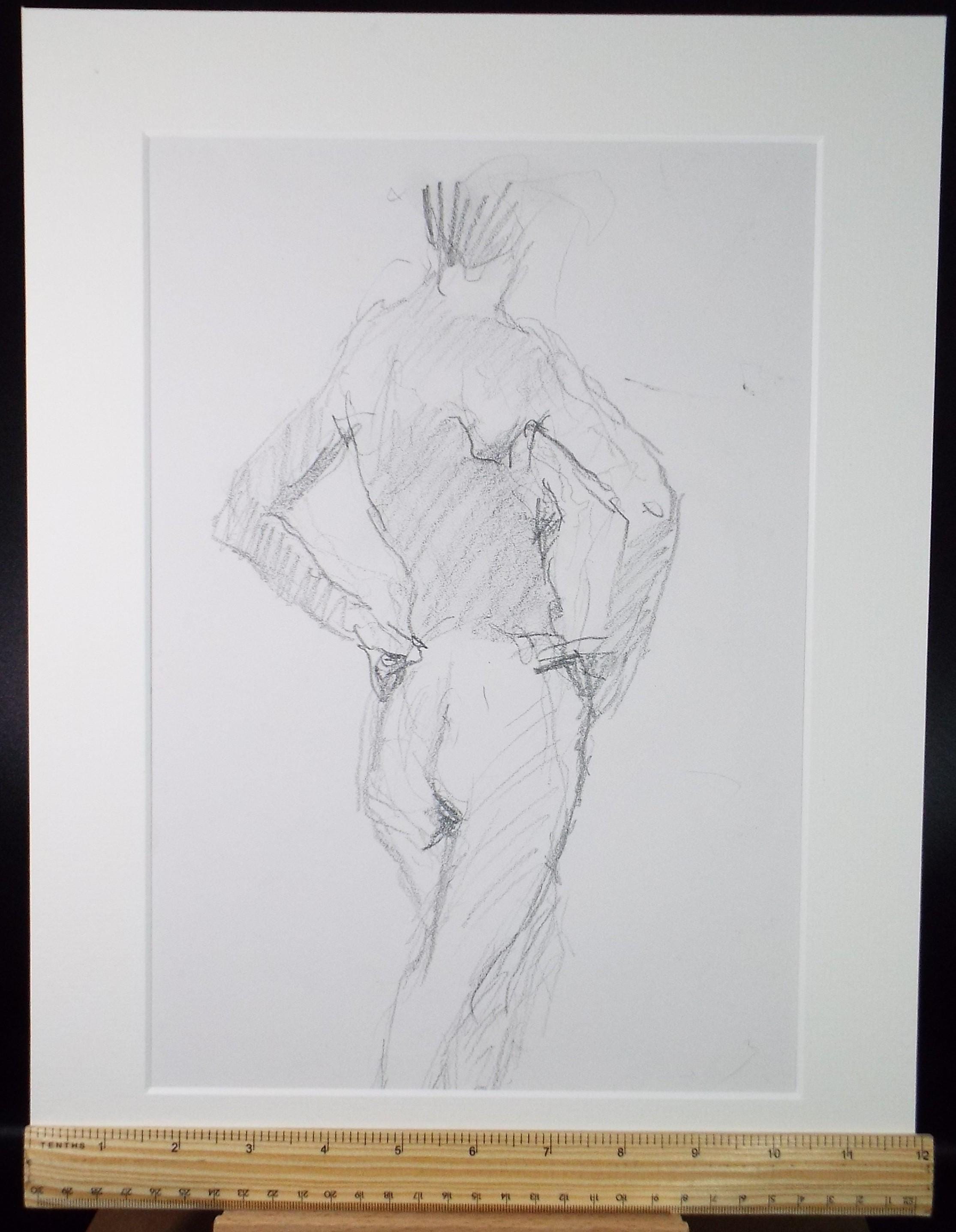 Original Pencil Sketch,'Standing figure', Circa 1990's, Pauline Plummer (b 1930)