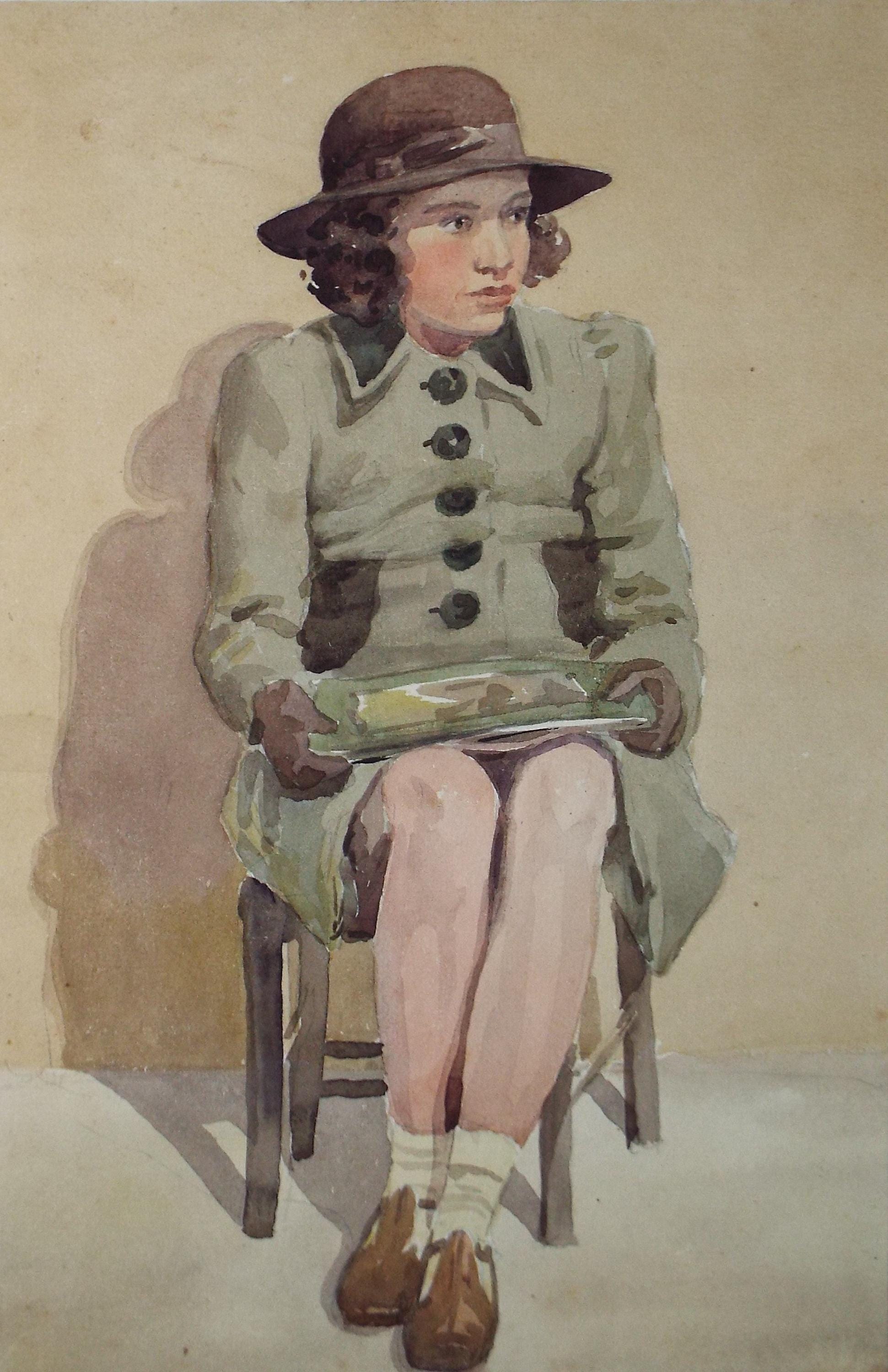 Original Watercolour, 'Portrait of a Girl', Circa 1950's , Richard A Siddall