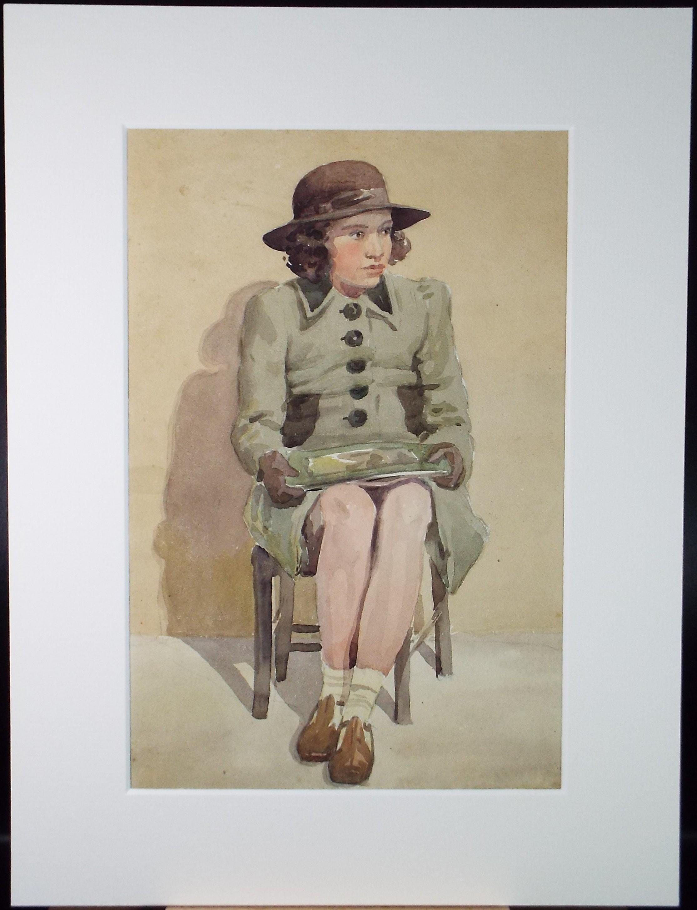 Original Watercolour, 'Portrait of a Girl', Circa 1950's , Richard A Siddall