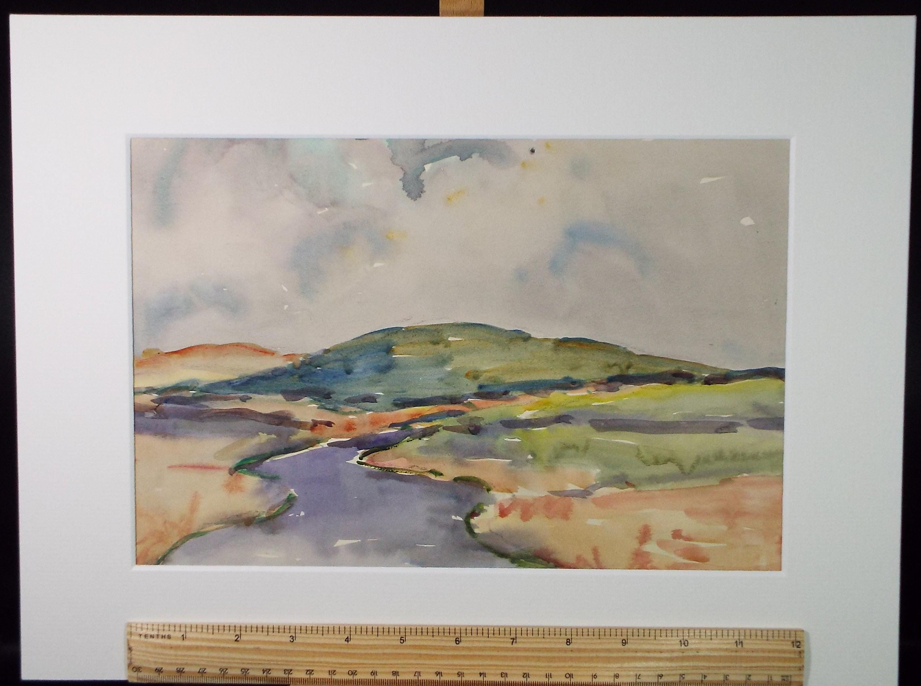 Original Watercolour, 'Cornish Landscape View', Circa 1950's , George Manning-Sanders (1881-1953)