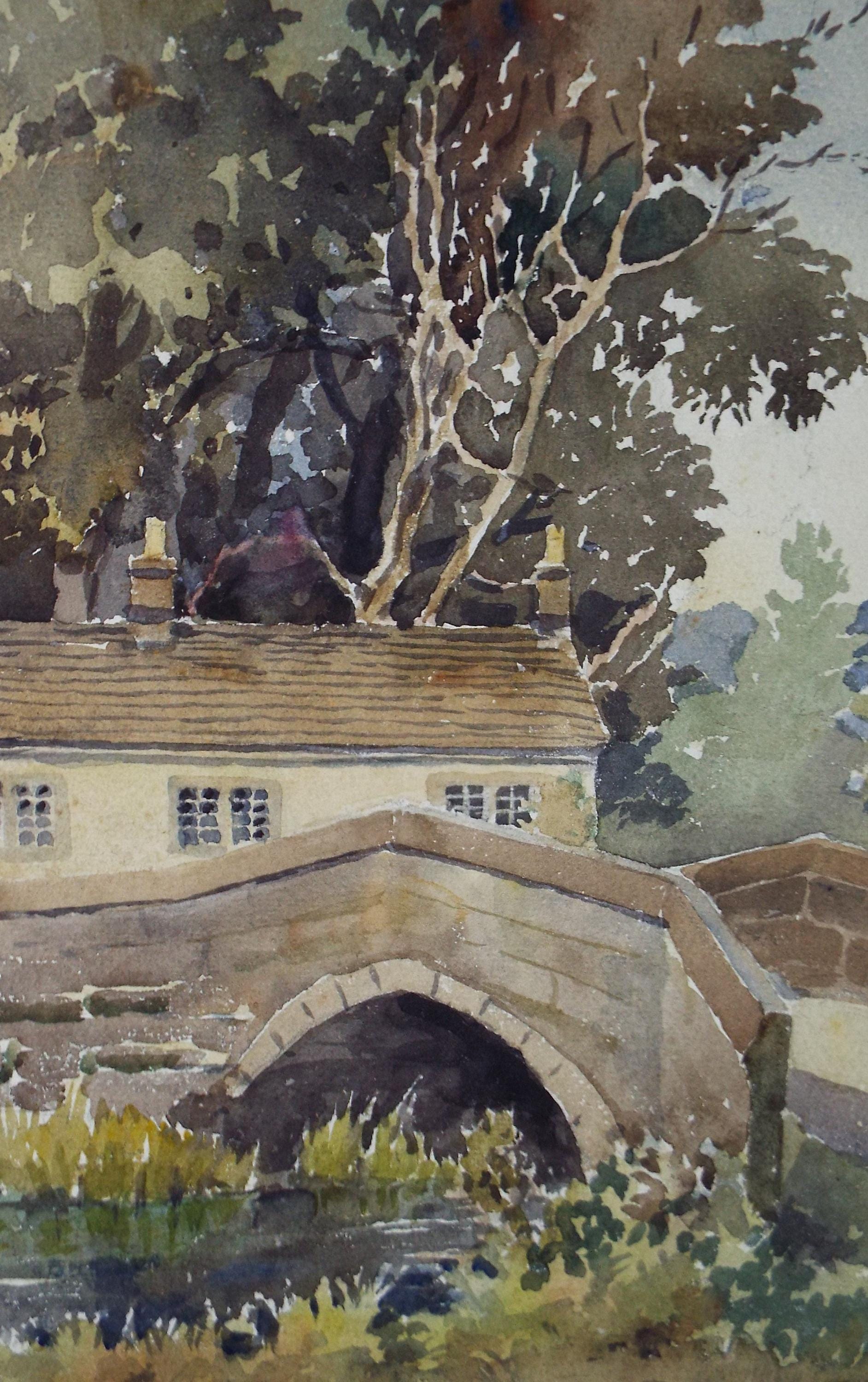 Original Watercolour 'Bridge with Cottage', Circa 1950's, Richard A Siddall