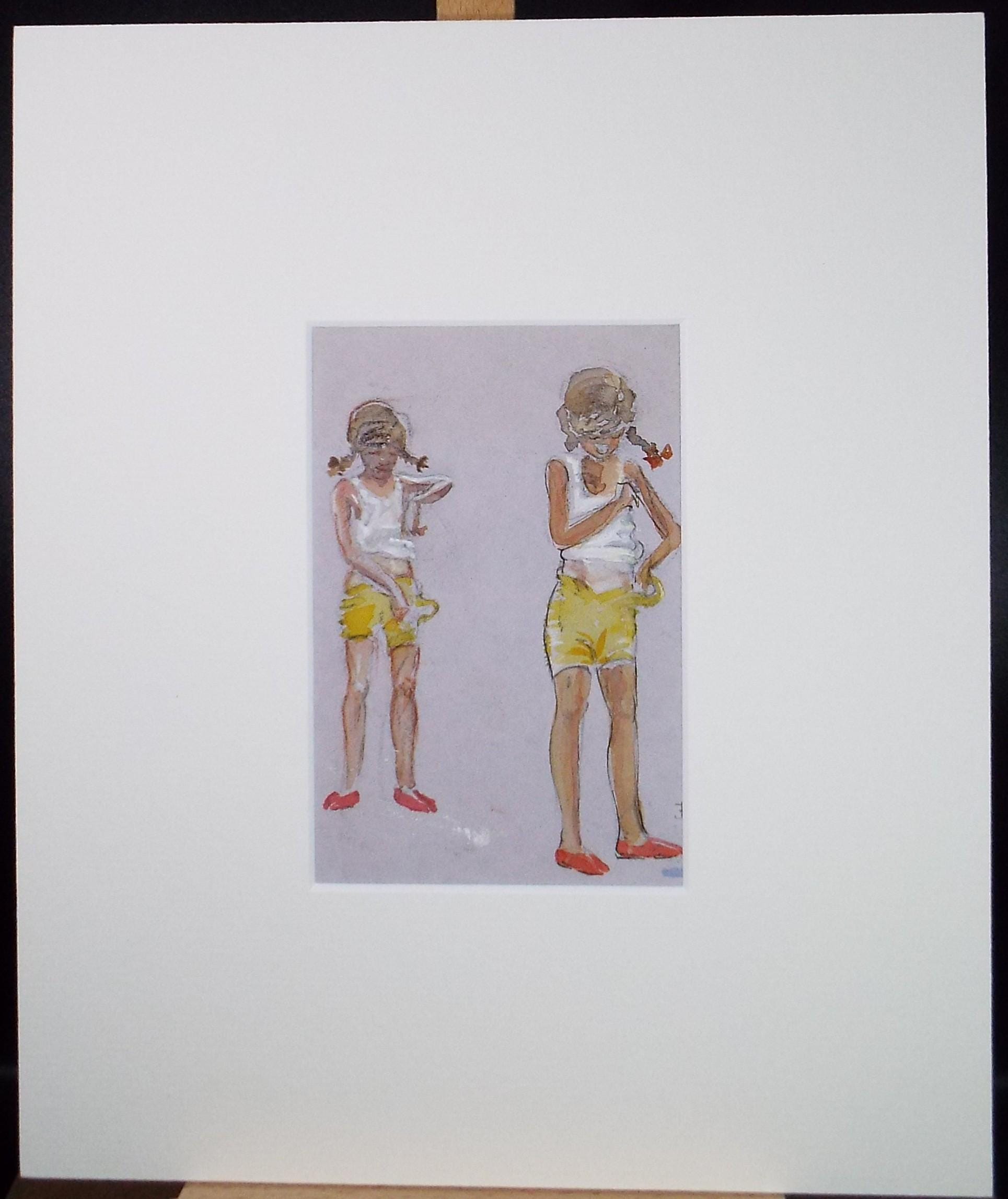 Original Watercolour, 'Girl in Yellow Shorts', circa 1930's, Artist Unknown