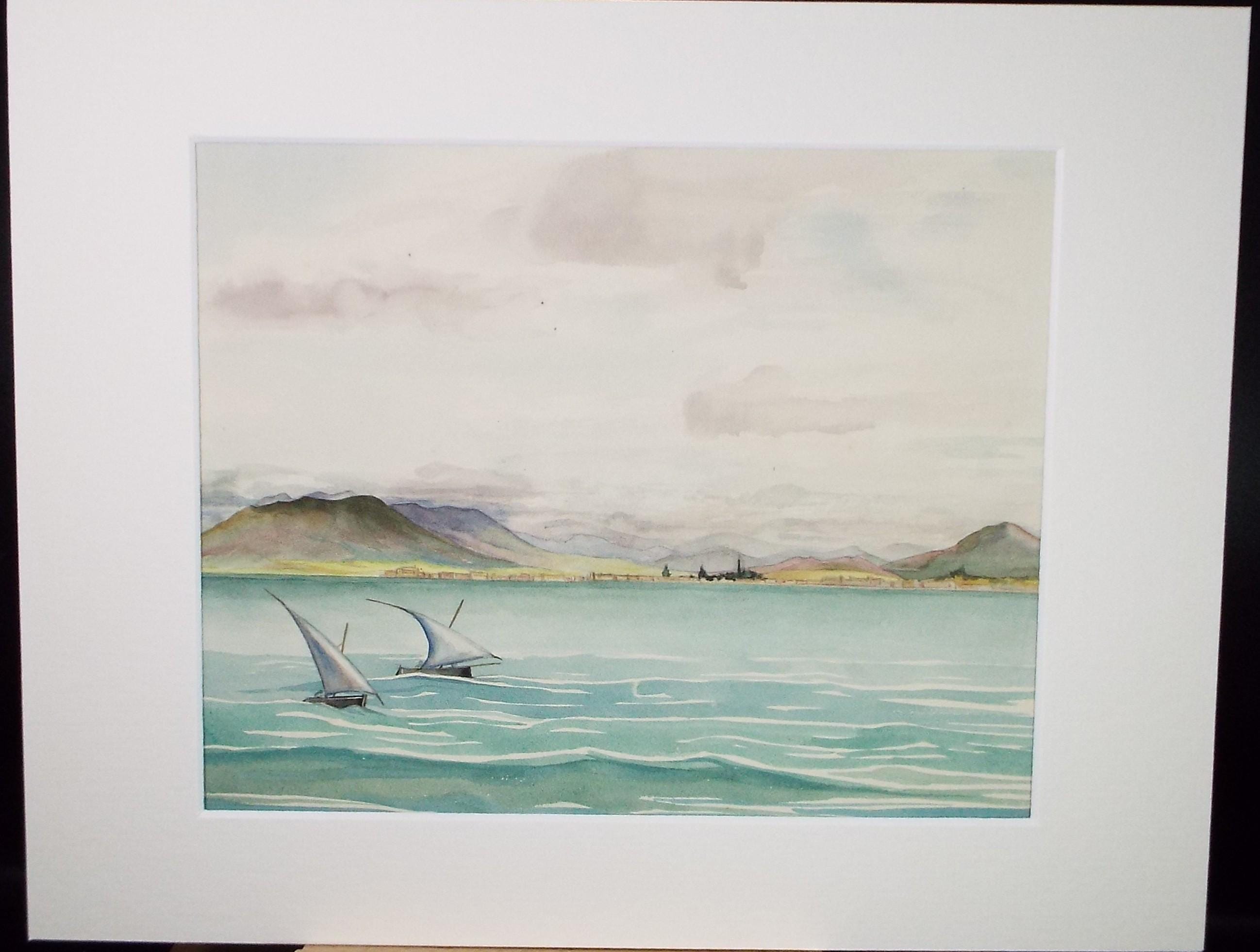 Original Watercolour, 'Off the coast, Malapa', Circa 1950's, Ivy T. Attwell (1895-1985)