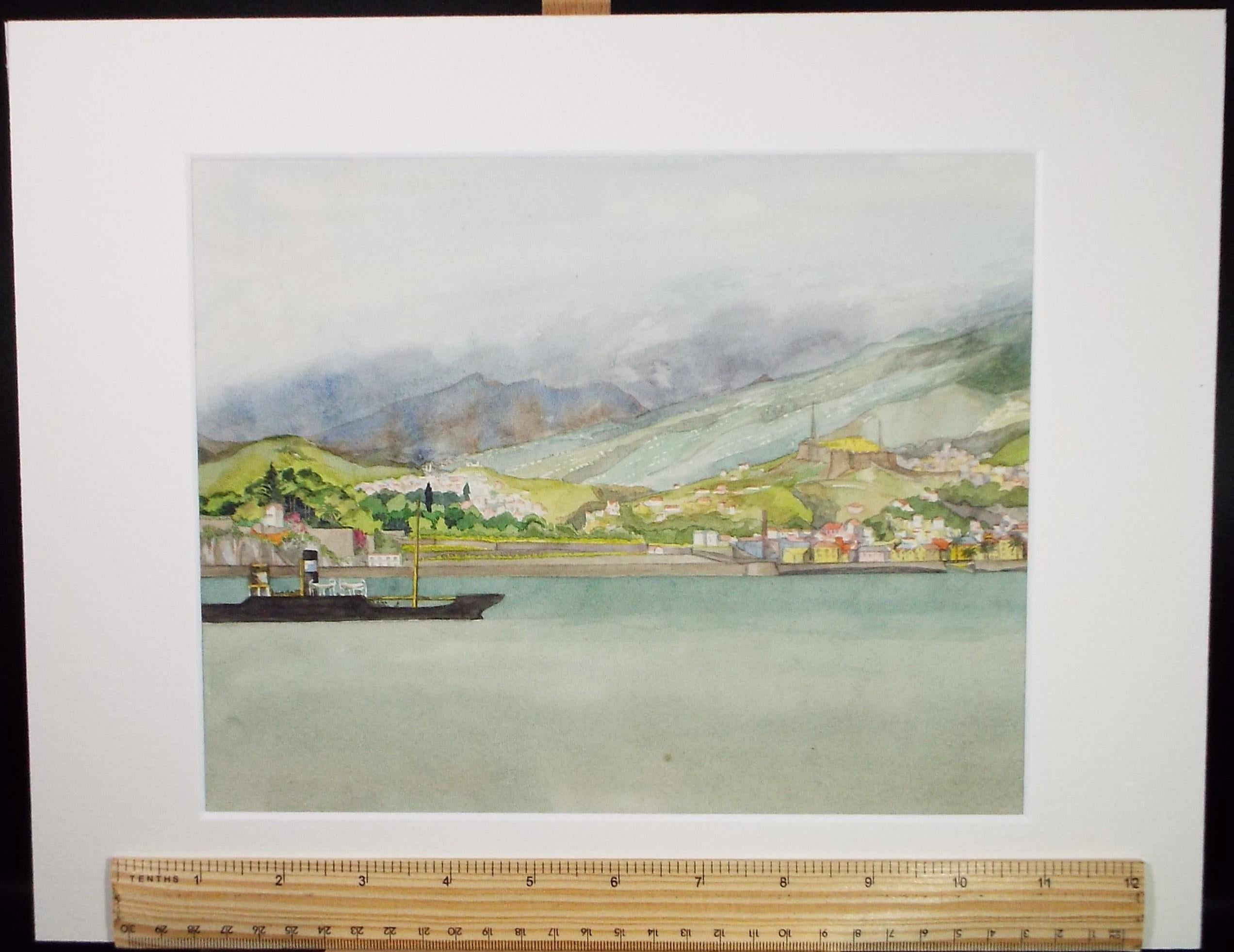 Original Watercolour, 'Off the coast, The Canaries', Circa 1950's, Ivy T. Attwell (1895-1985)