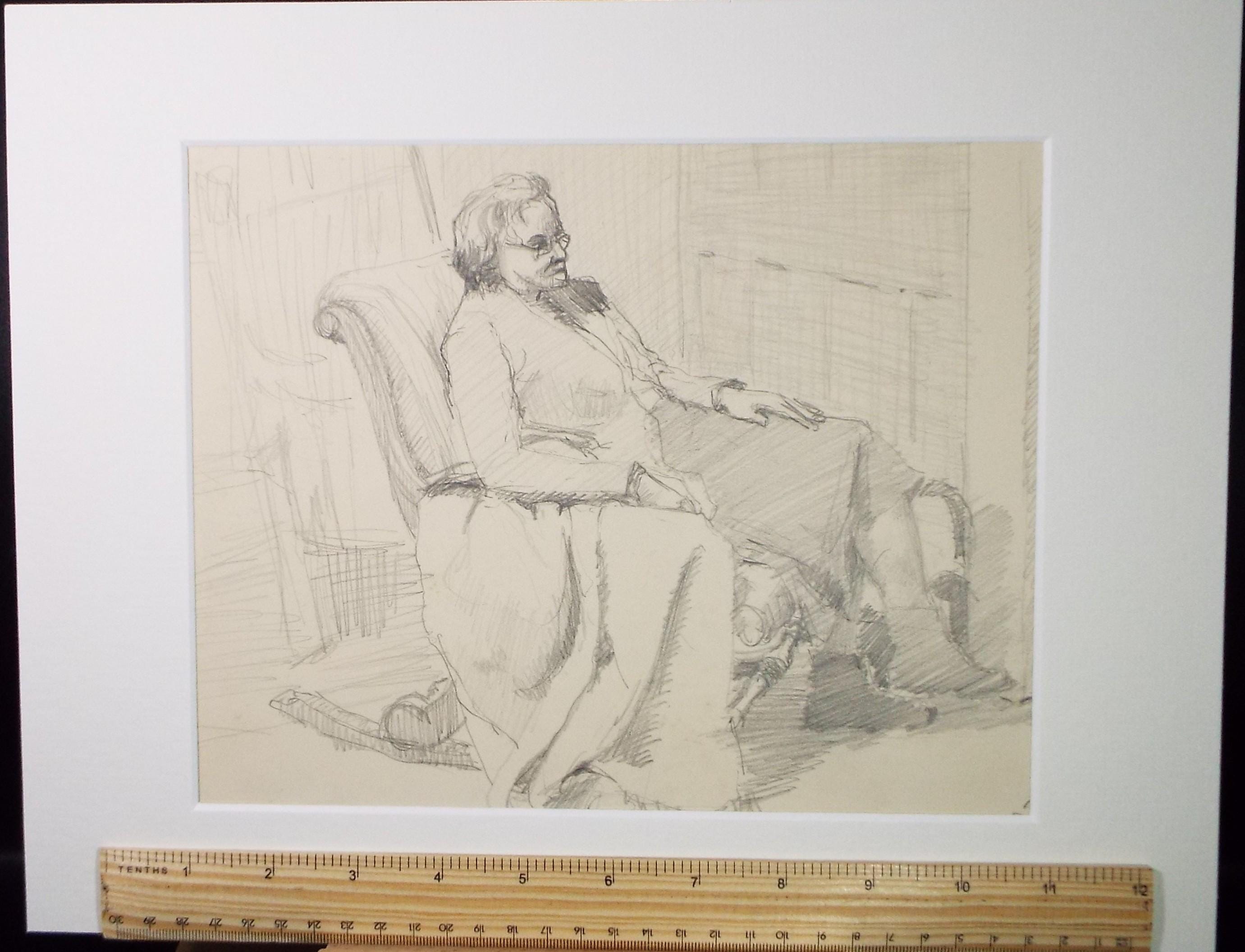 Original Pencil Drawing, 'Seated Woman', Pauline Plummer (b1933), Circa 1950's