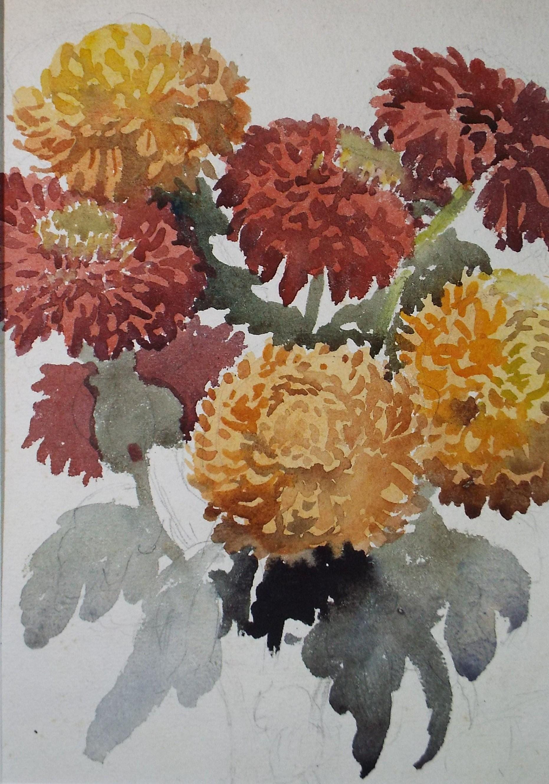 Original Watercolour, 'Still Life of Flowers', Circa 1950's, Richard A Siddall