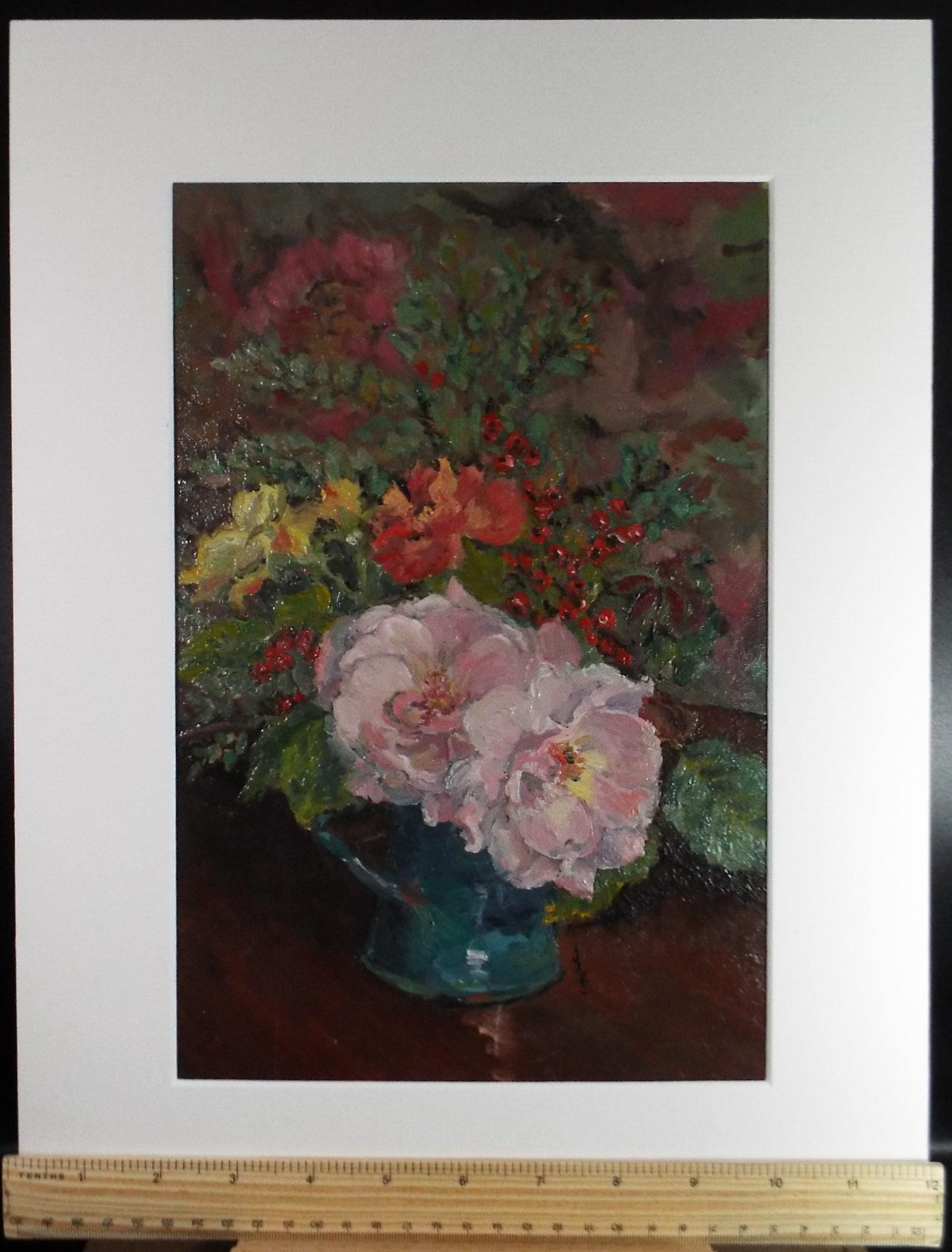Original Oil on board, 'Roses', Circa 1980's, Julie Skjold (XX)