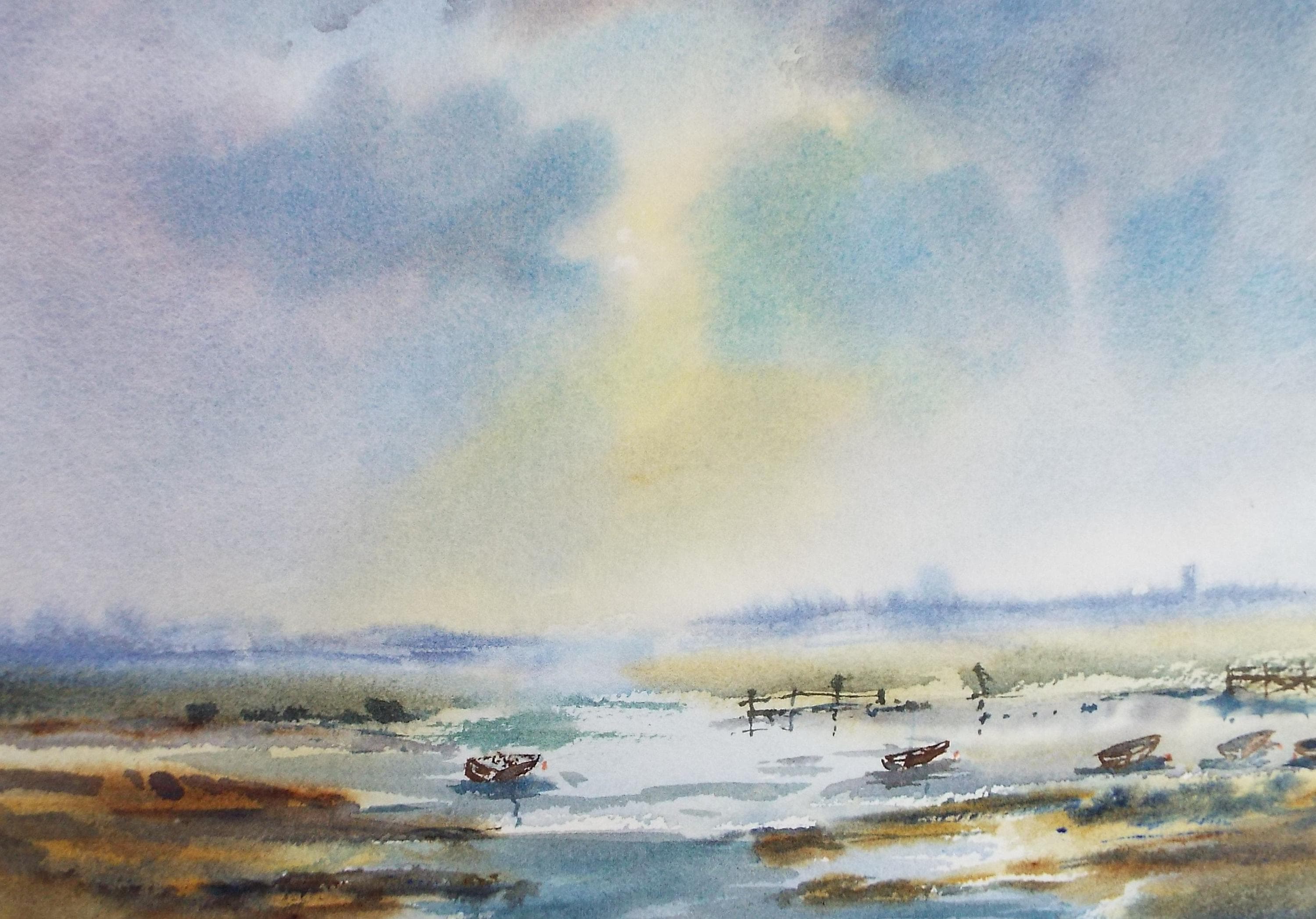 Original Watercolour, 'Coastal view', Peter Grimer, Dated 2000