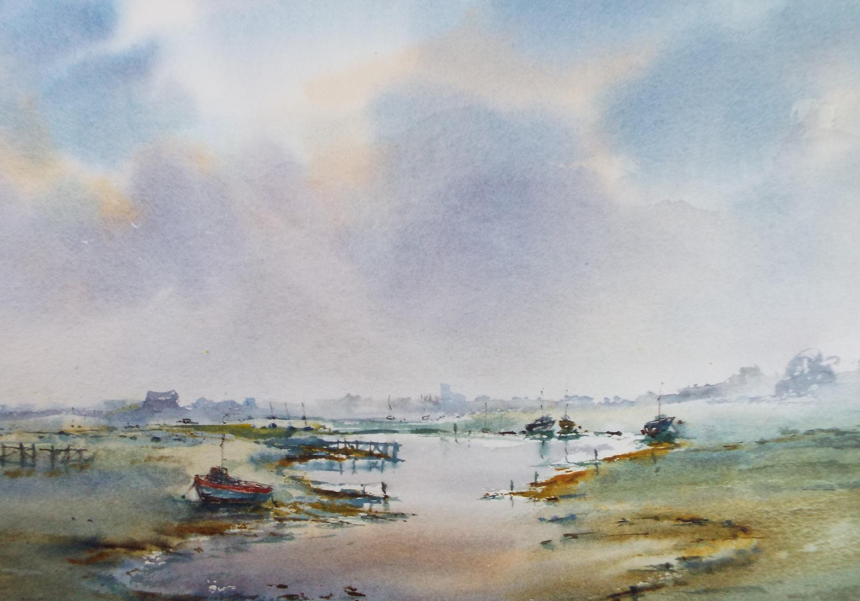 Original Watercolour, 'Coastal view', Peter Grimer, Dated 2000