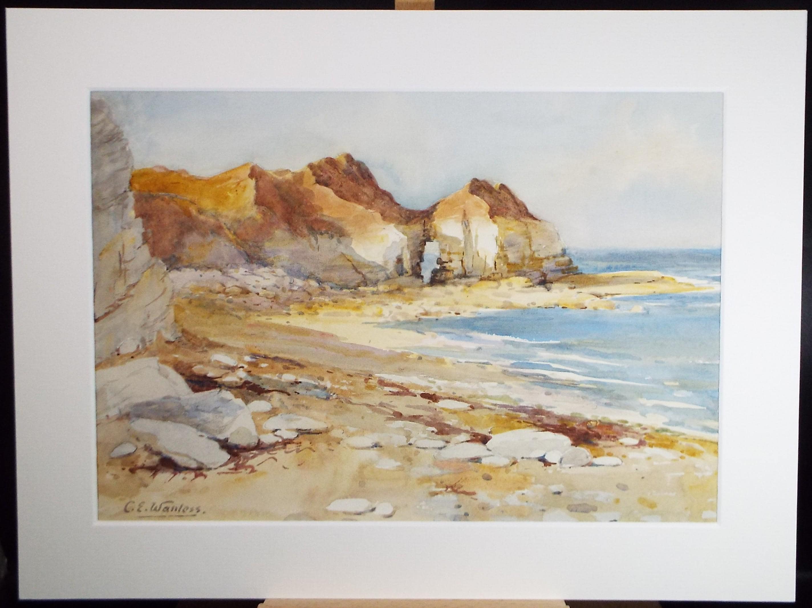 Original Watercolour, 'Coastal Cliffs', Charles Edward Wanless (c1875-1938), circa 1920's