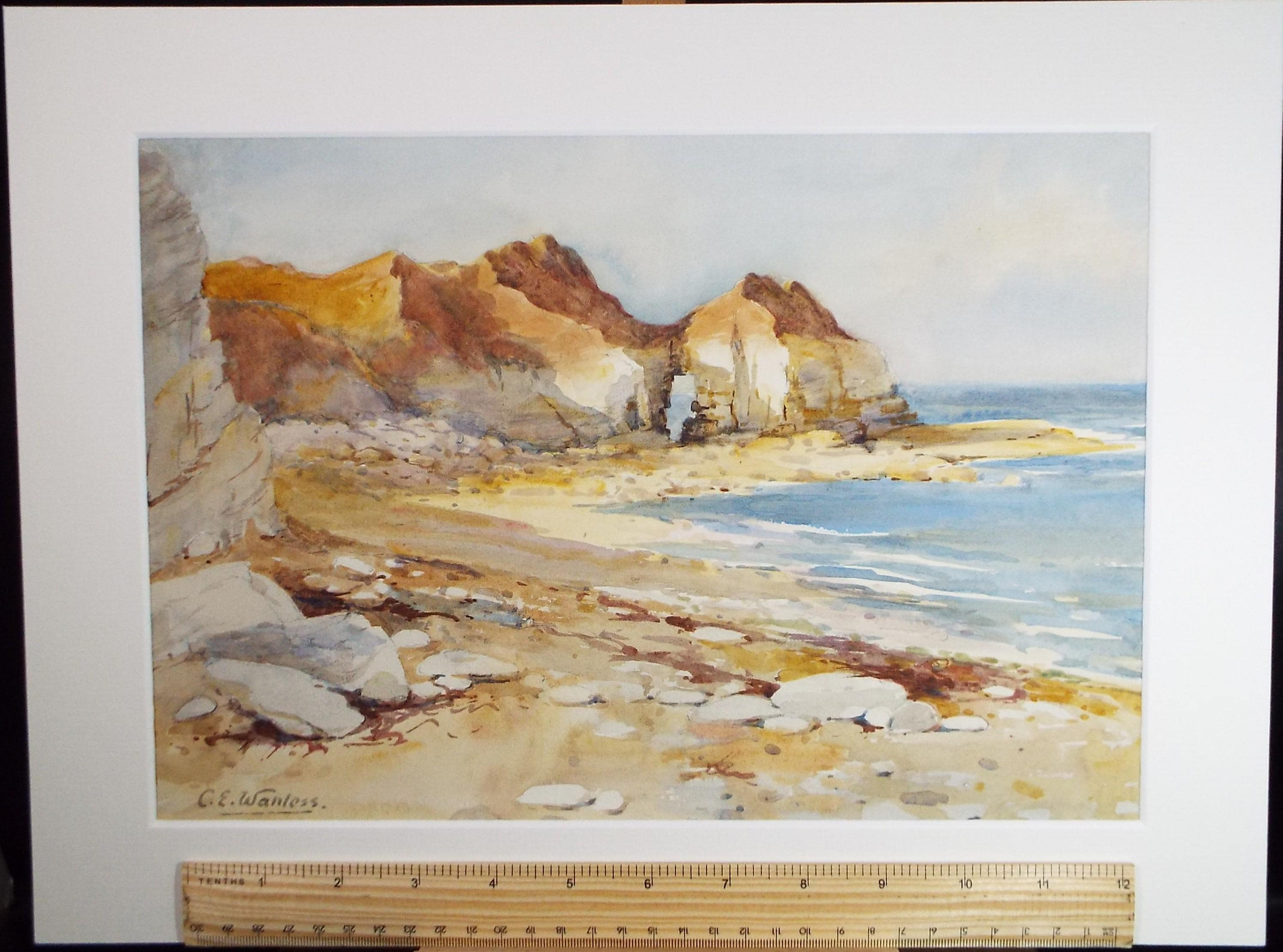 Original Watercolour, 'Coastal Cliffs', Charles Edward Wanless (c1875-1938), circa 1920's